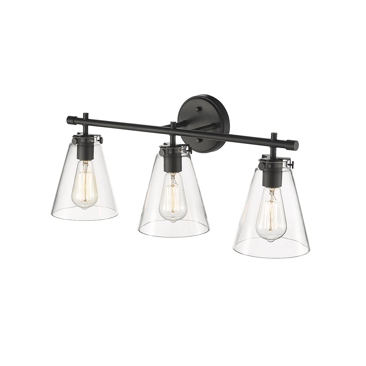 Image 3 Millennium Aliza 3-Light 26" Matte Black Vanity Light with Glass Shade more views