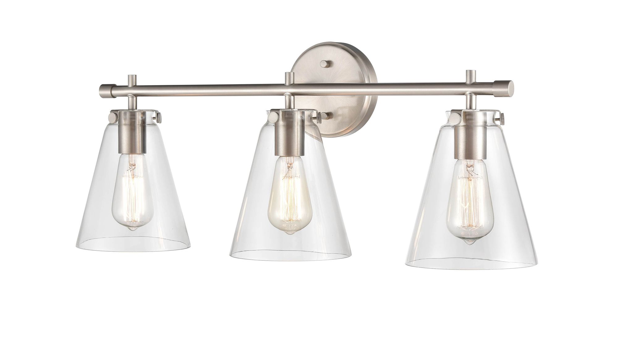 Image 2 Millennium Aliza 3-Light 27" Brushed Nickel Vanity Light with Glass Shade more views