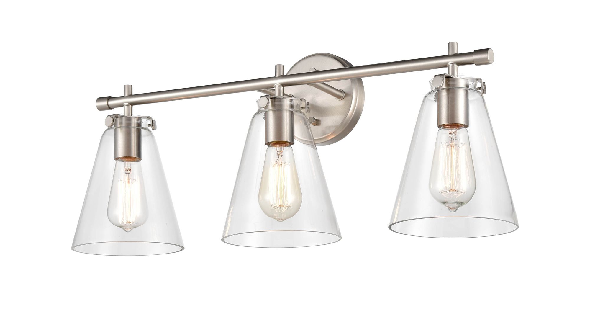 Image 3 Millennium Aliza 3-Light 27" Brushed Nickel Vanity Light with Glass Shade more views