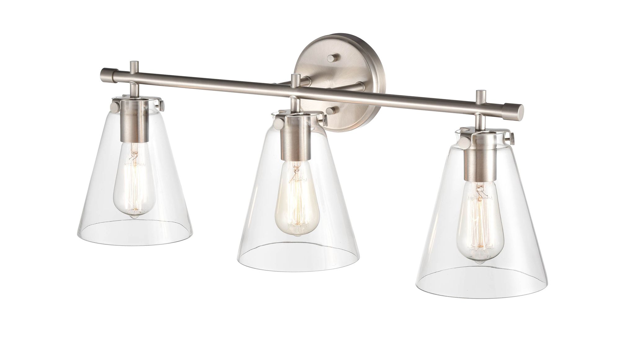 Image 4 Millennium Aliza 3-Light 27" Brushed Nickel Vanity Light with Glass Shade more views
