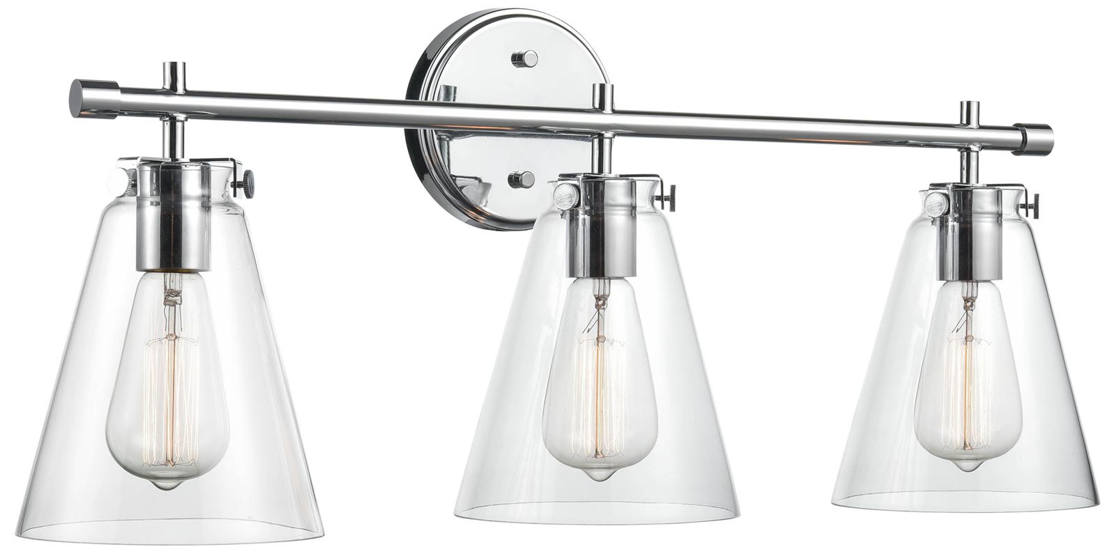 Millennium Aliza 3-Light 27" Chrome Vanity Light with Glass Shade