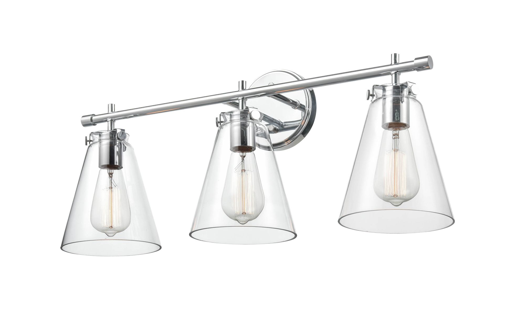 Image 3 Millennium Aliza 3-Light 27" Chrome Vanity Light with Glass Shade more views