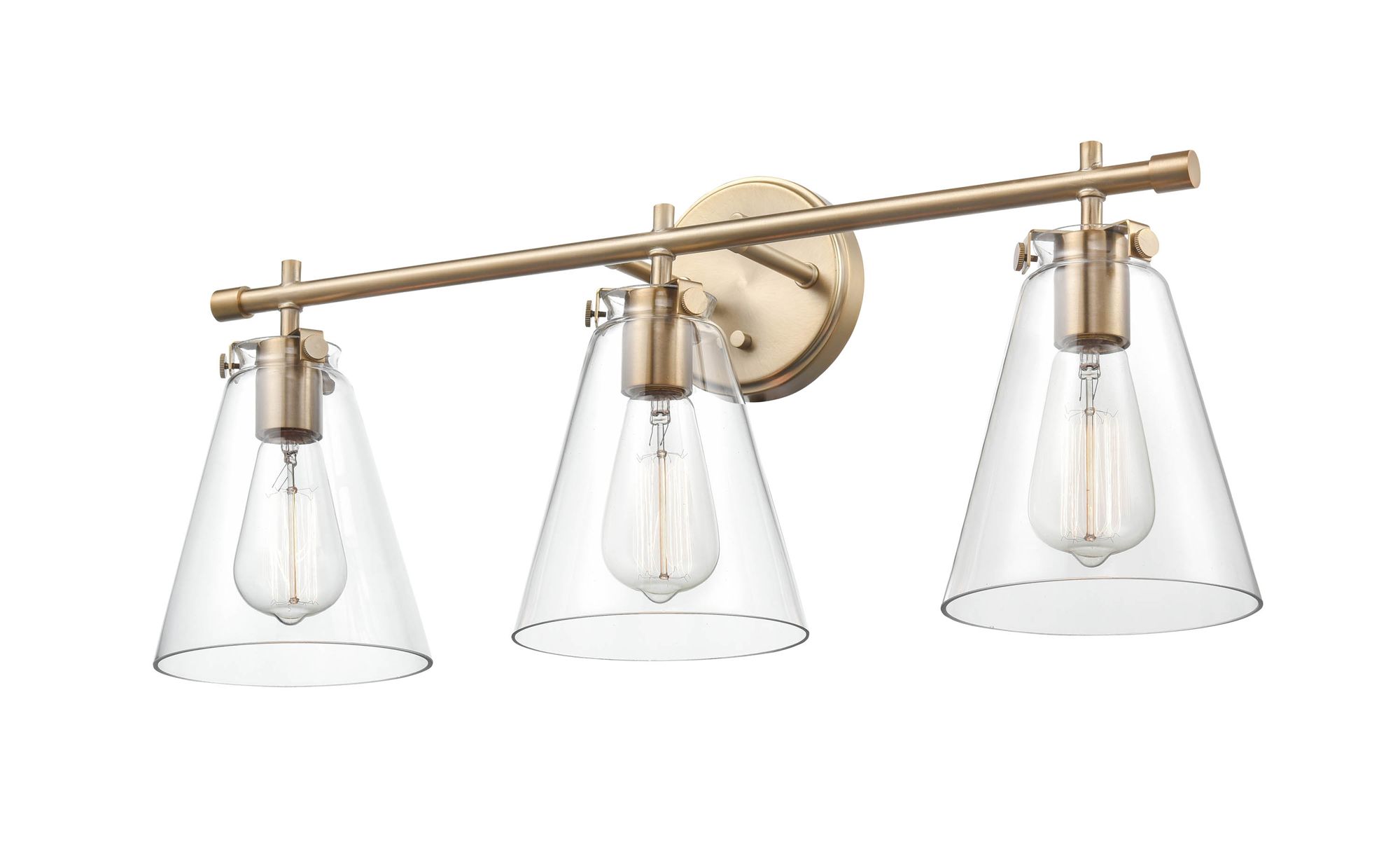 Image 2 Millennium Aliza 3-Light 27" Modern Gold Vanity Light with Glass Shade more views