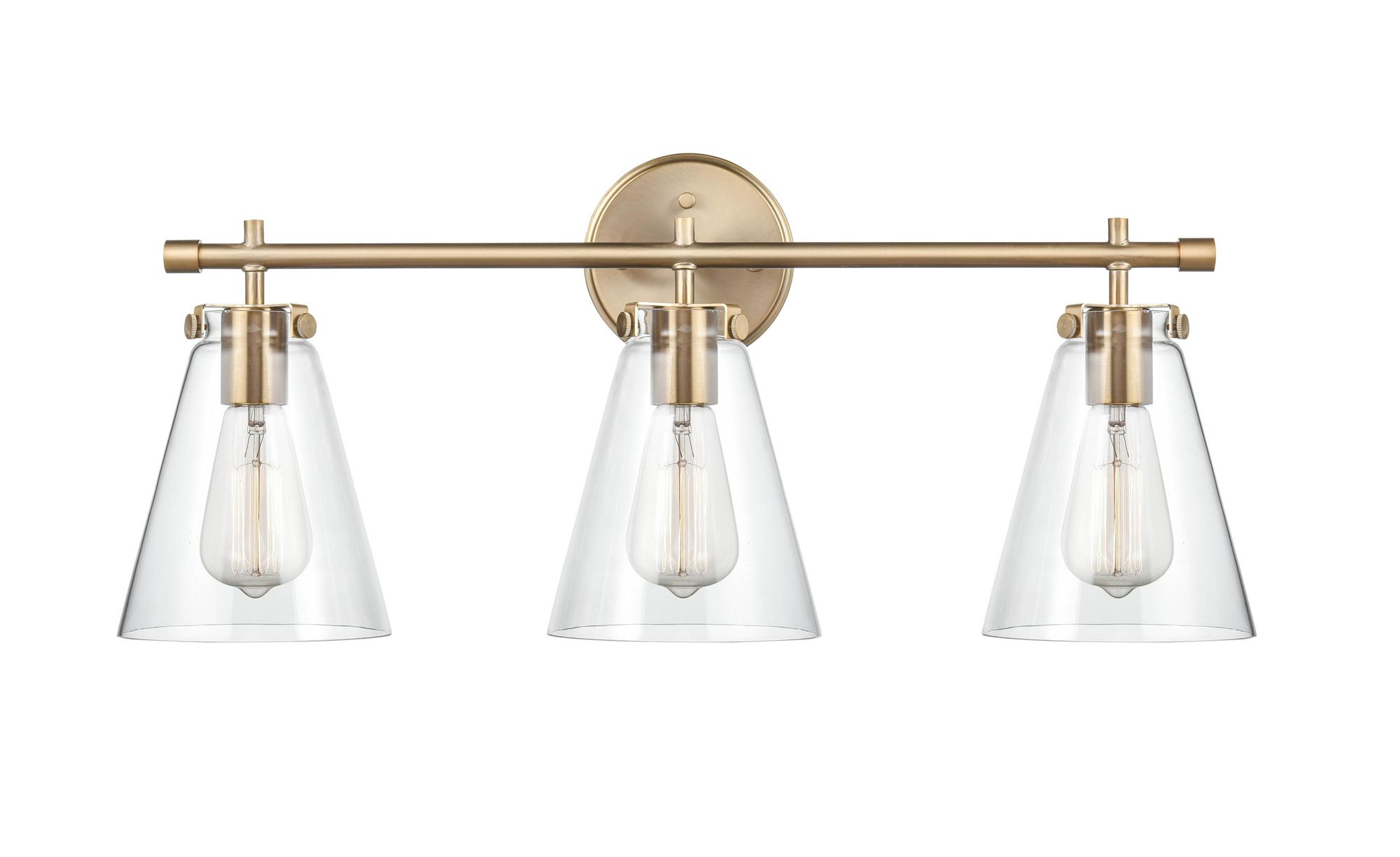 Image 4 Millennium Aliza 3-Light 27" Modern Gold Vanity Light with Glass Shade more views