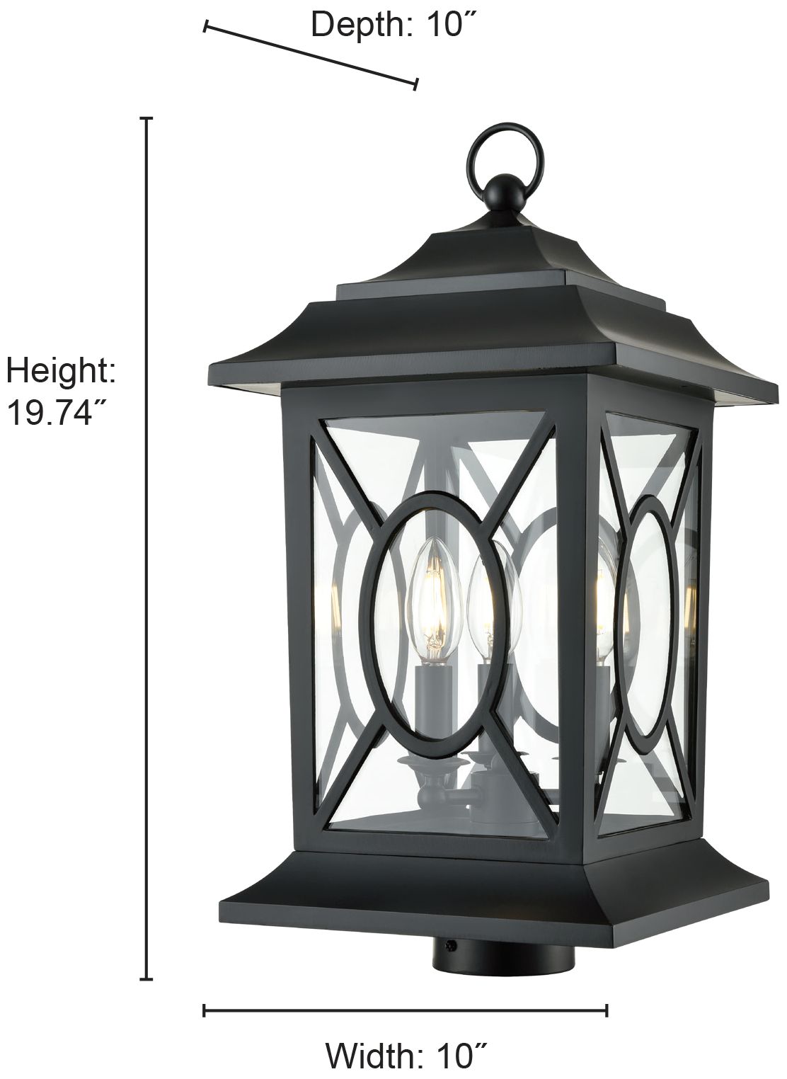 Image 6 Millennium Allbert 3-Light 19.75" Powder Coated Black Outdoor Post Lantern more views