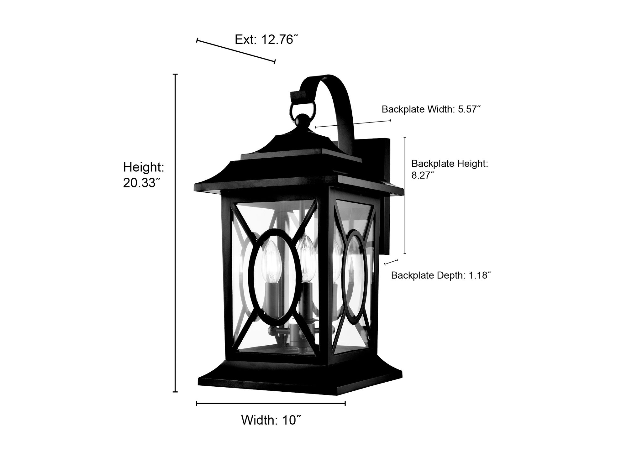 Image 7 Millennium Allbert 3-Light 20.5" Powder Coated Black Outdoor Wall Sconce more views