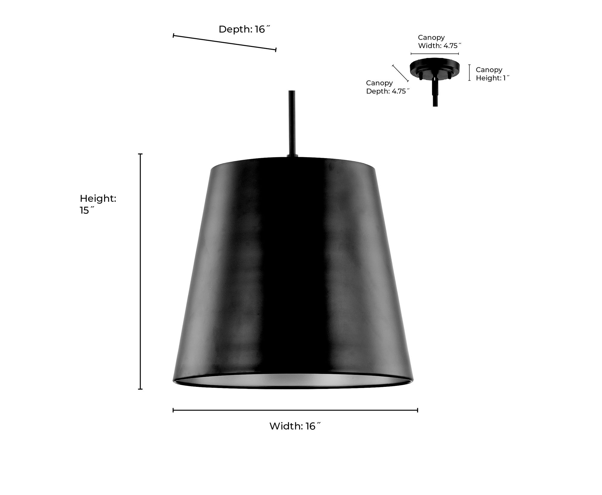 Image 5 Millennium Allson 3-Light 16" Matte Black Pendant with Steel Shade more views