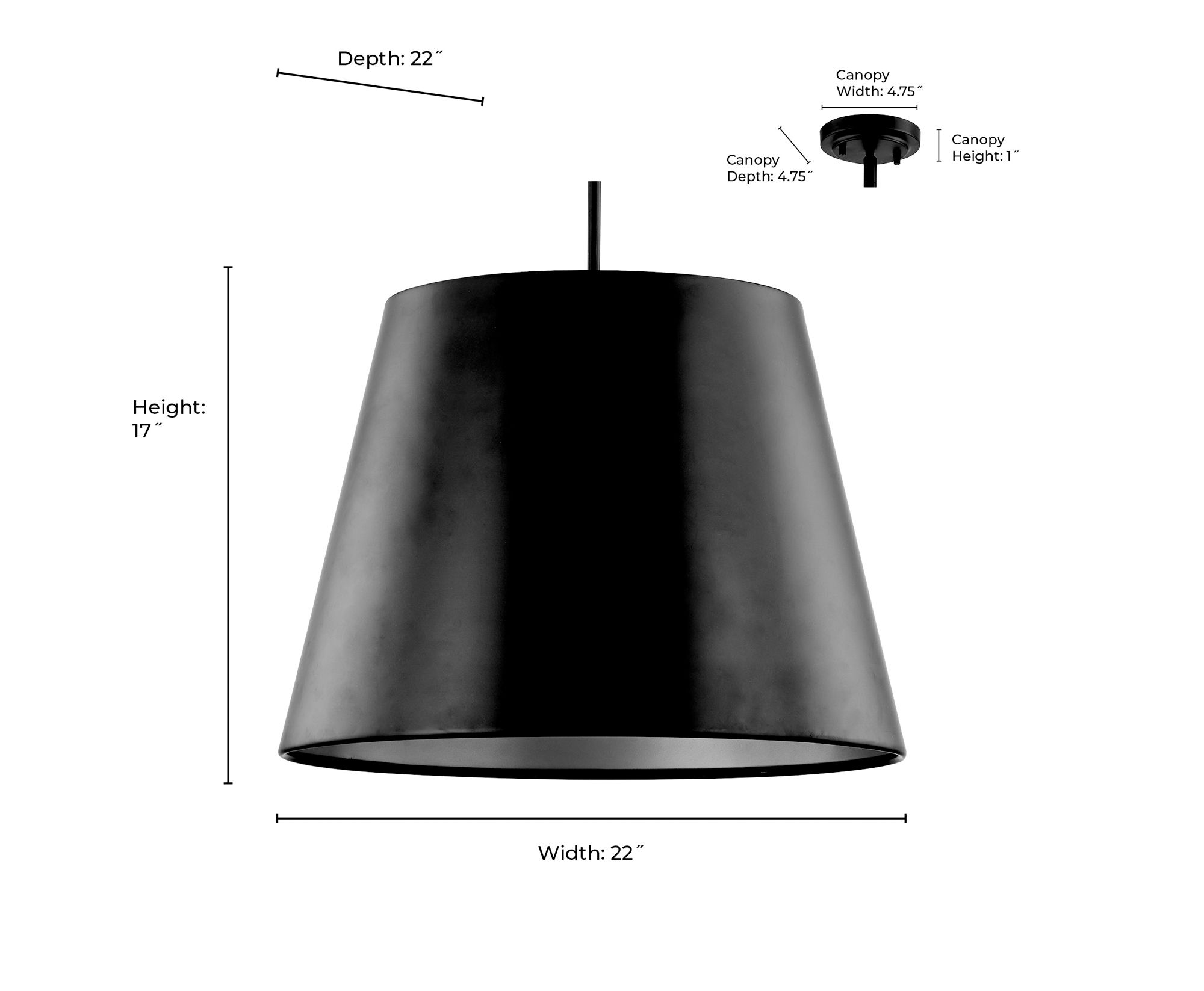 Millennium Allson 4-Light 22" Matte Black Pendant with Aluminum Shade