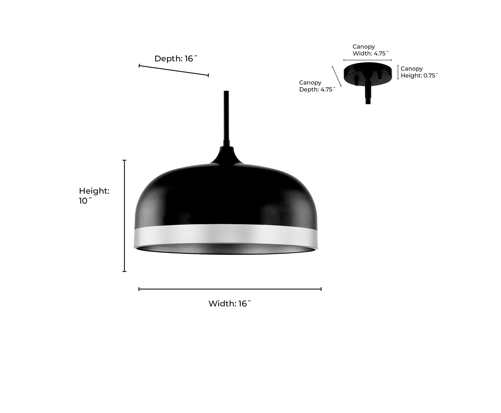 Image 4 Millennium Amarra 3-Light 16" Matte Black Pendant with Steel Shade more views