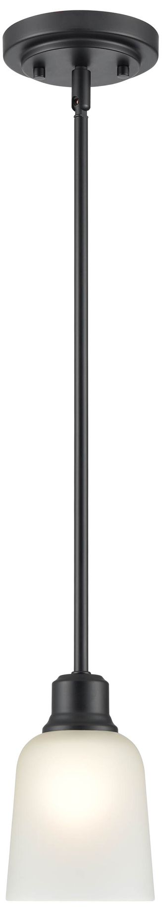 Millennium Amberle 1-Light 5.25" Matte Black Mini Pendant with Glass Shade