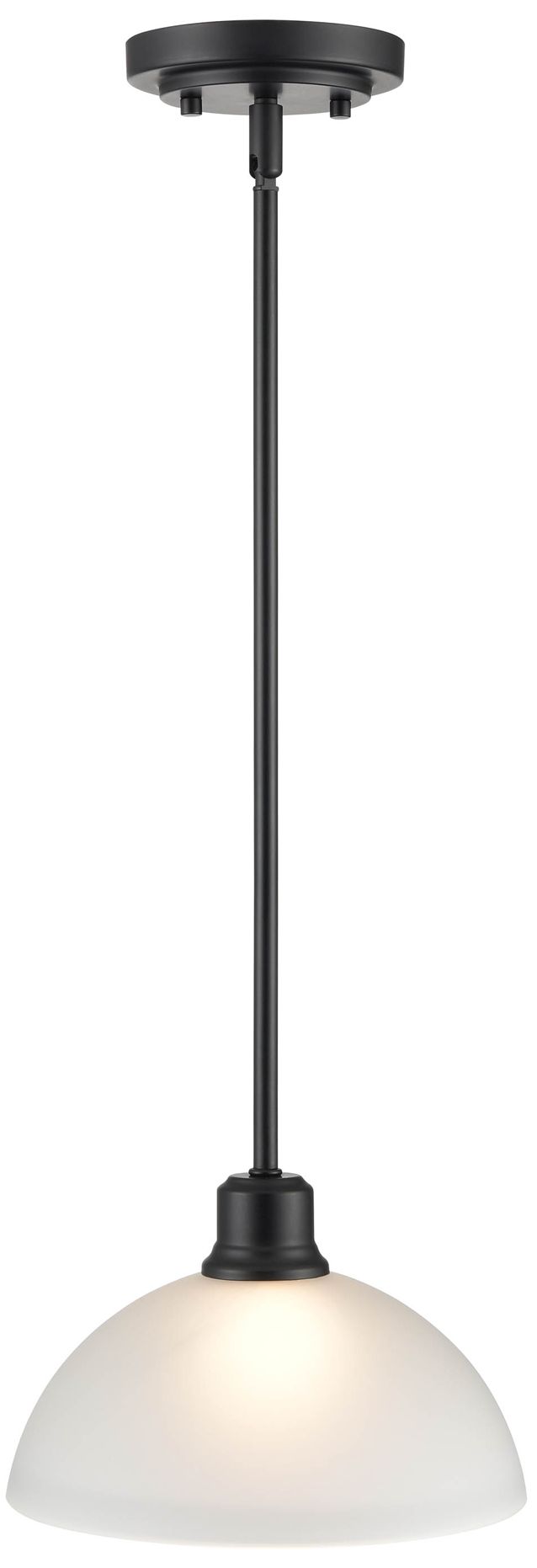 Millennium Amberle 1-Light 9.5" Matte Black Mini Pendant with Glass Shade