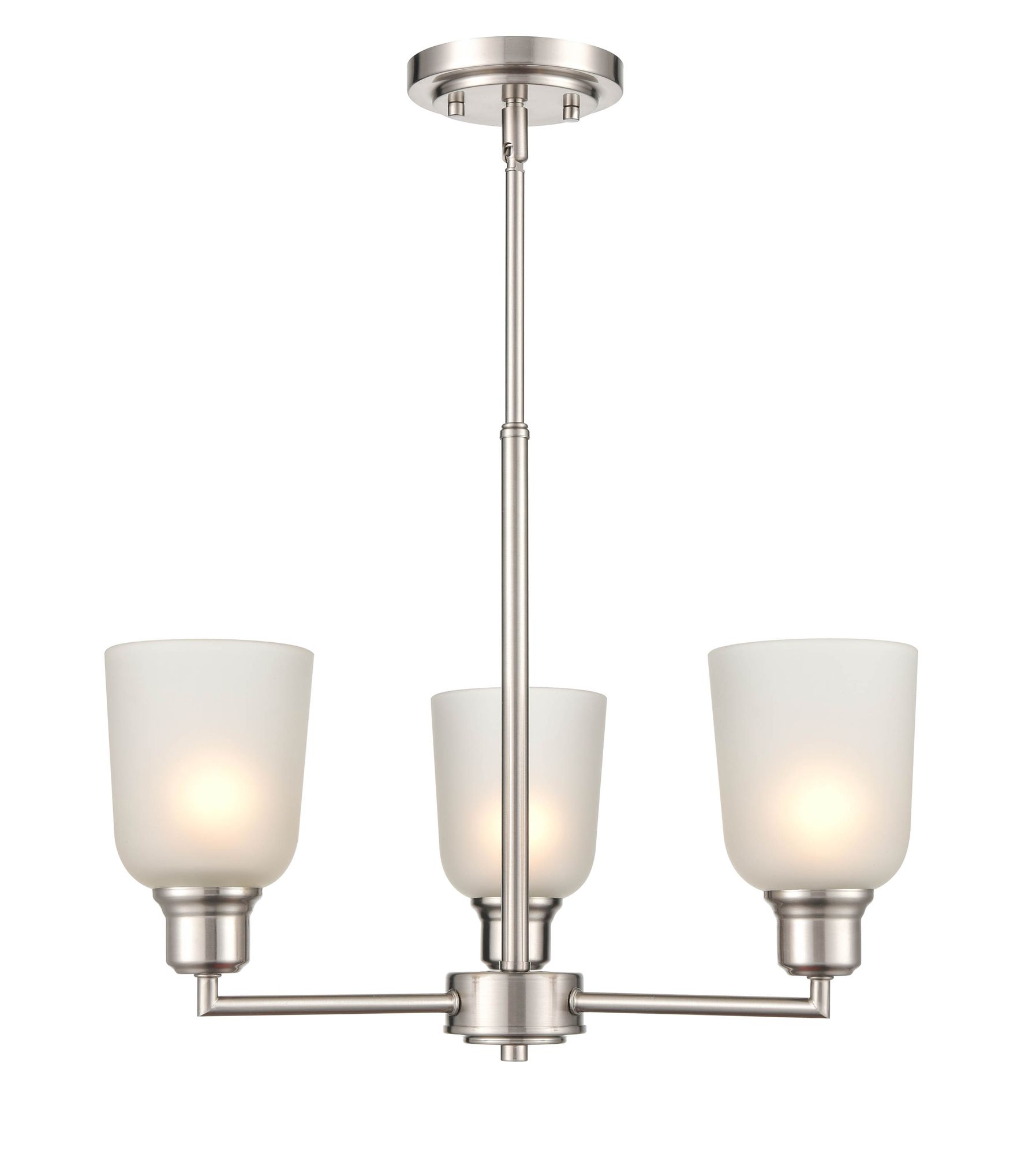 Image 2 Millennium Amberle 3-Light 19.5" Brushed Nickel Chandelier with Glass Shade more views