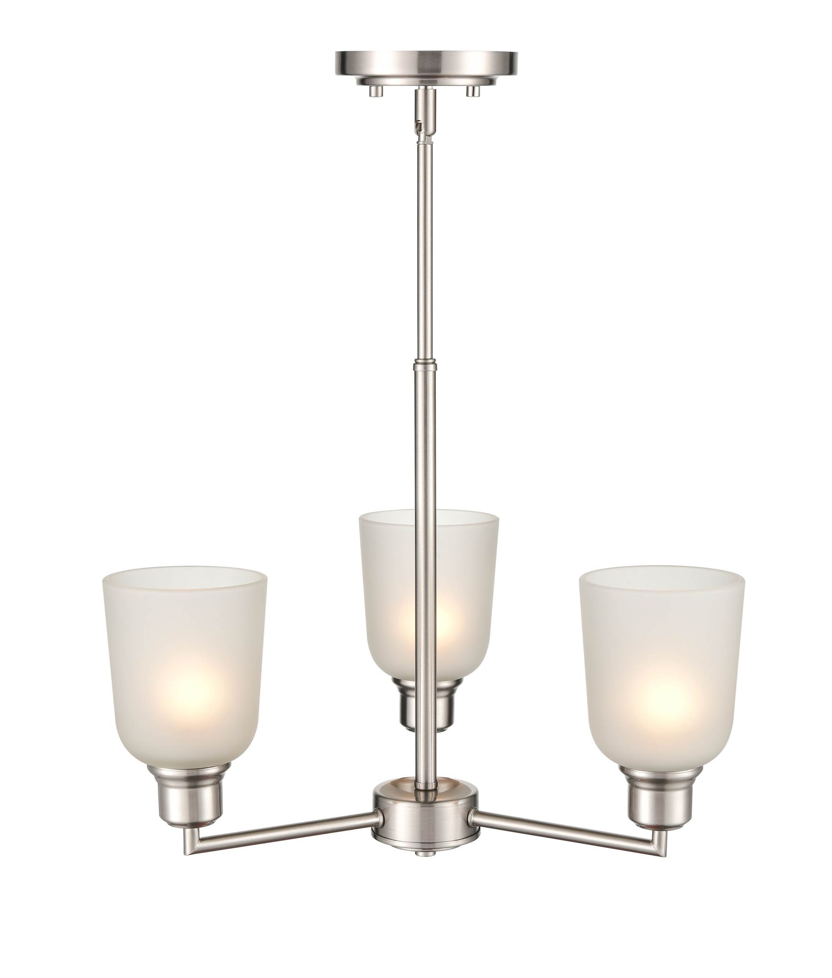 Image 3 Millennium Amberle 3-Light 19.5" Brushed Nickel Chandelier with Glass Shade more views