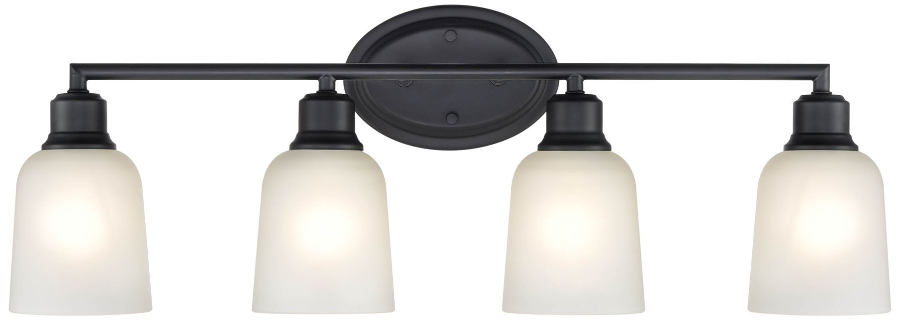 Millennium Amberle 4-Light 28" Matte Black Vanity Light with Glass Shade