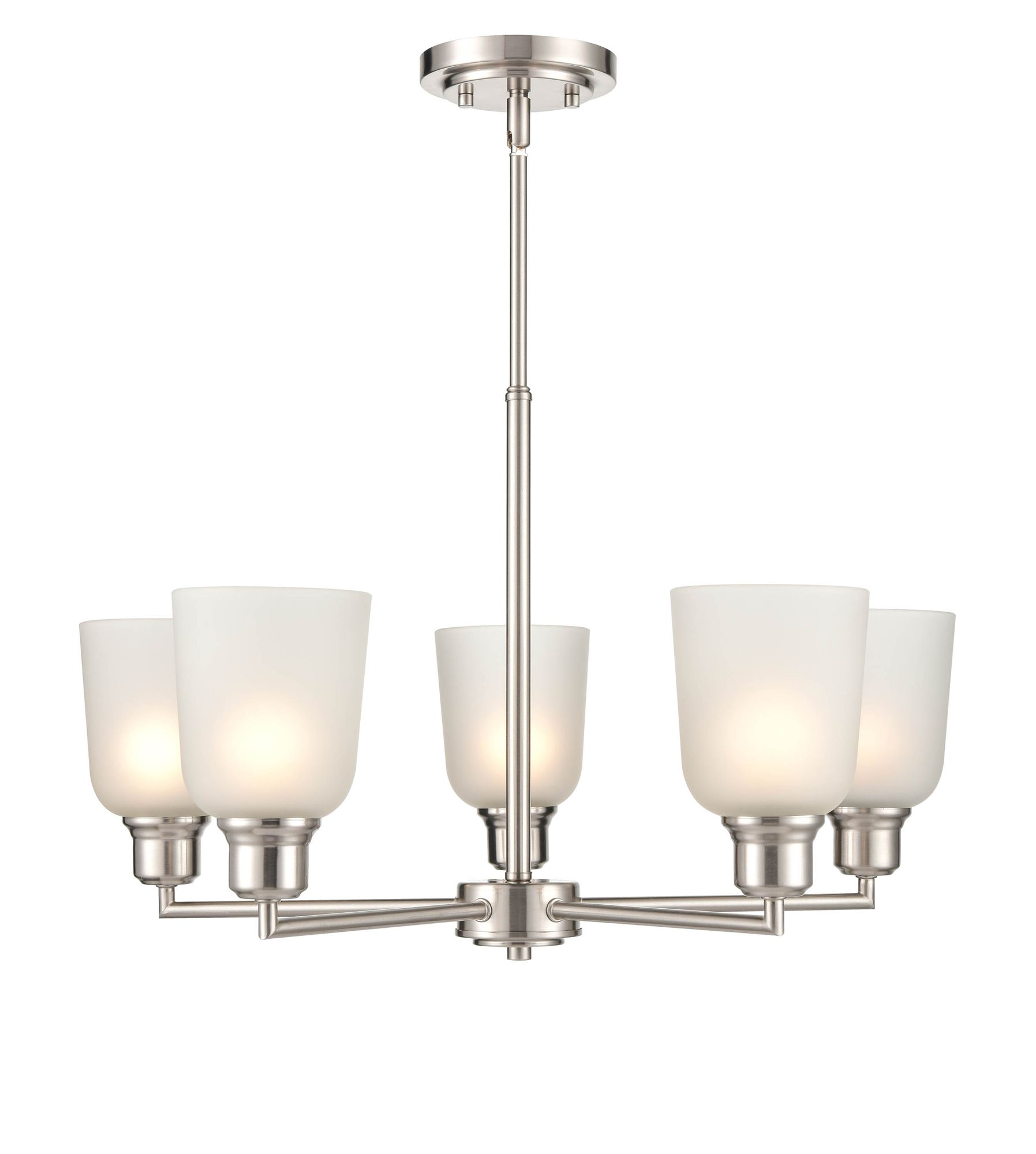 Image 2 Millennium Amberle 5-Light 24" Brushed Nickel Chandelier with Glass Shade more views