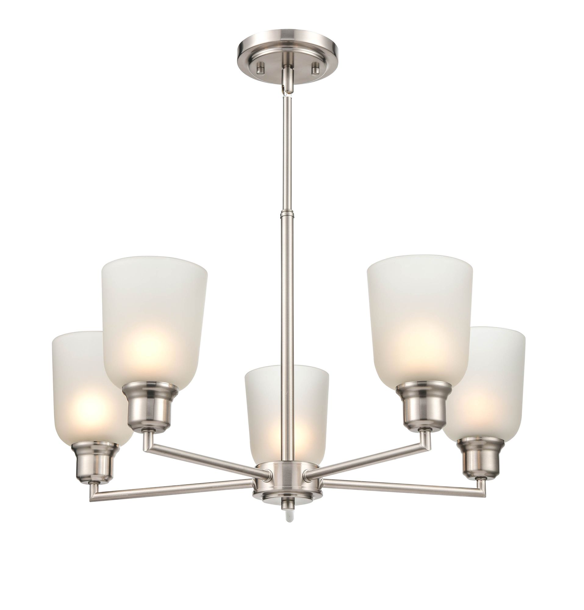 Image 3 Millennium Amberle 5-Light 24" Brushed Nickel Chandelier with Glass Shade more views