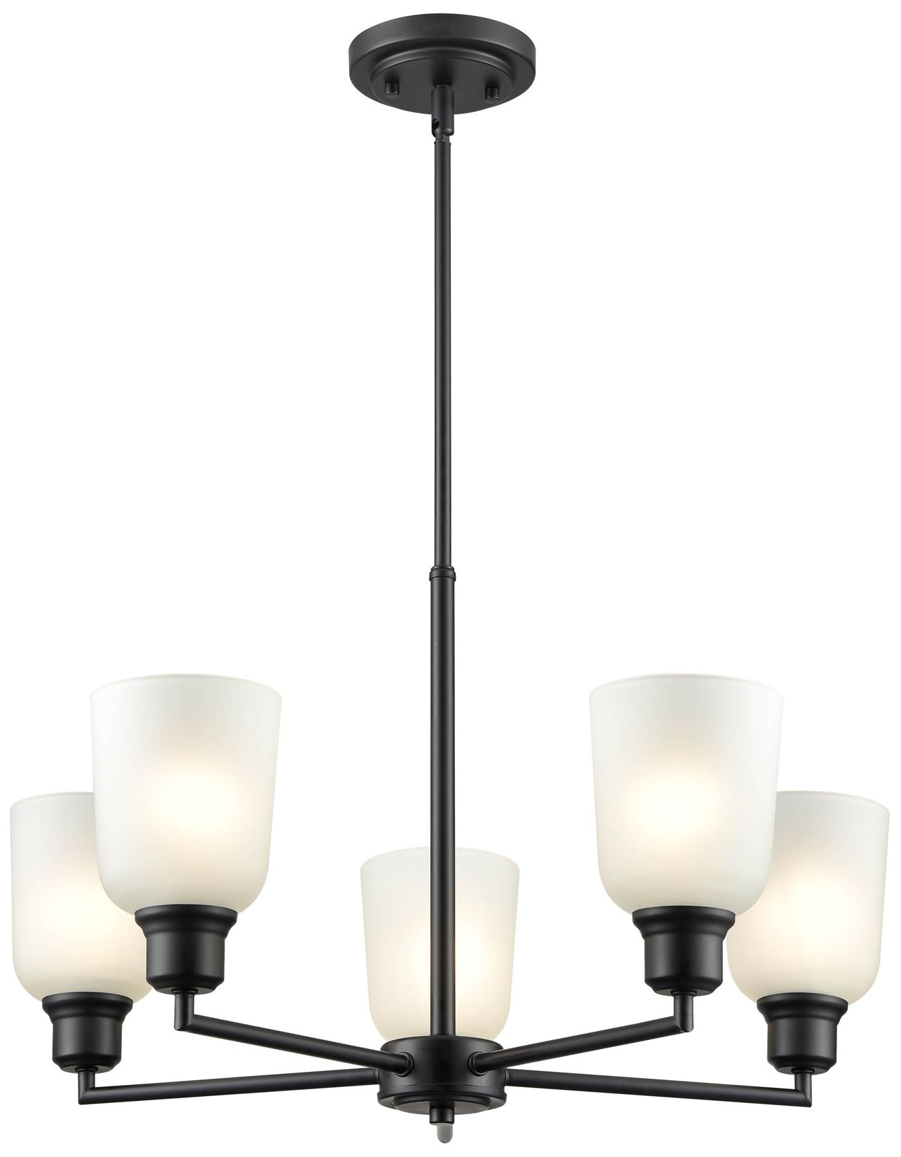 Millennium Amberle 5-Light 24" Matte Black Chandelier with Glass Shade