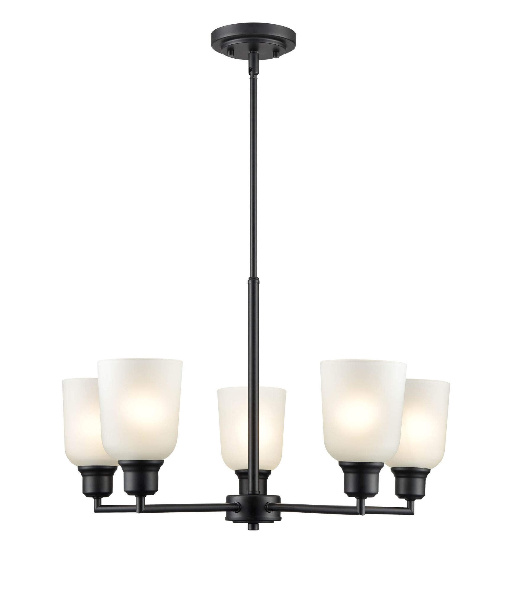 Image 2 Millennium Amberle 5-Light 24" Matte Black Chandelier with Glass Shade more views