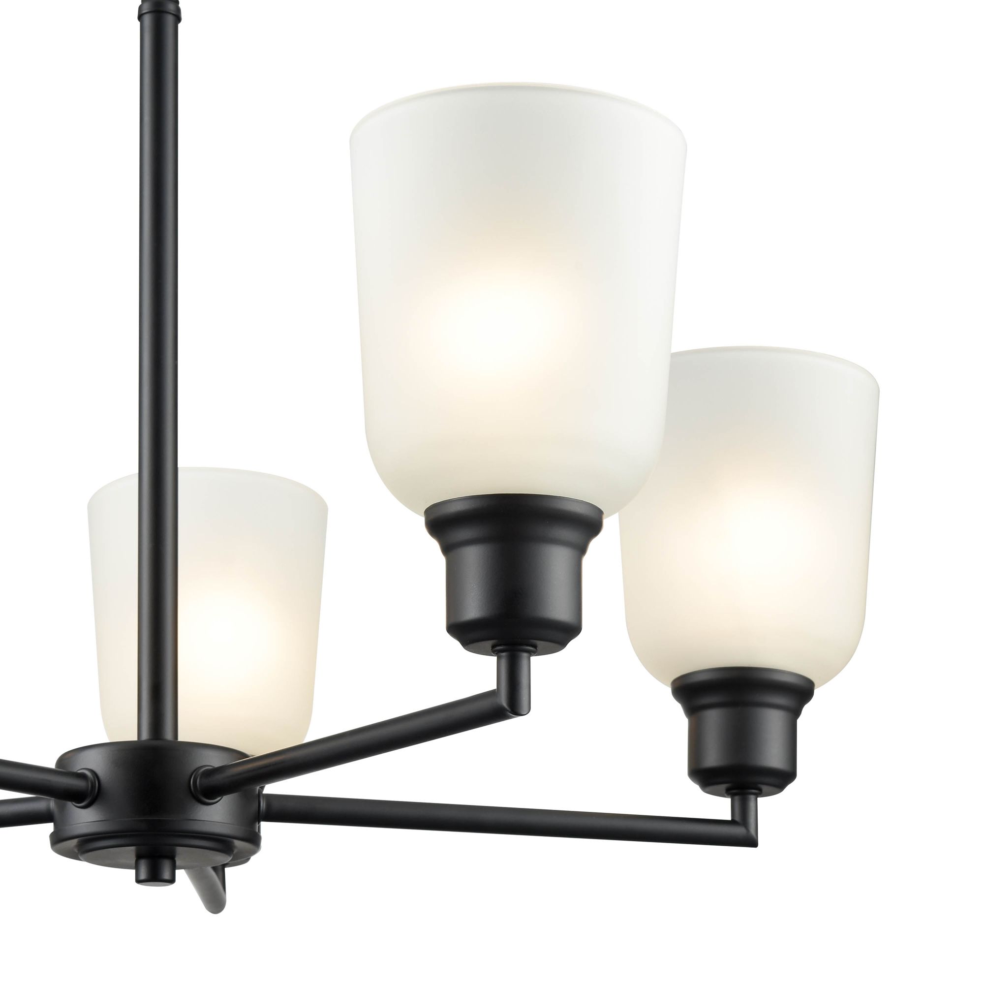 Image 3 Millennium Amberle 5-Light 24" Matte Black Chandelier with Glass Shade more views