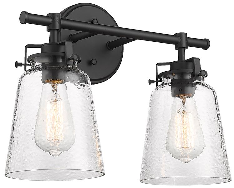 Millennium Amberose 2-Light 15.9" Matte Black Vanity Light with Glass Shade