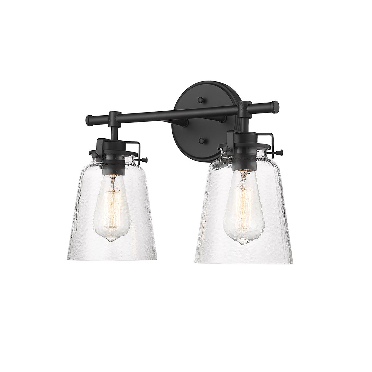 Image 2 Millennium Amberose 2-Light 15.9" Matte Black Vanity Light with Glass Shade more views