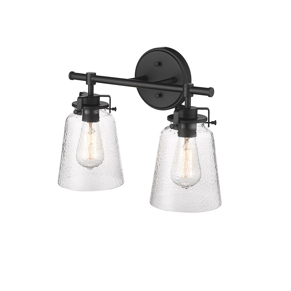 Image 3 Millennium Amberose 2-Light 15.9" Matte Black Vanity Light with Glass Shade more views