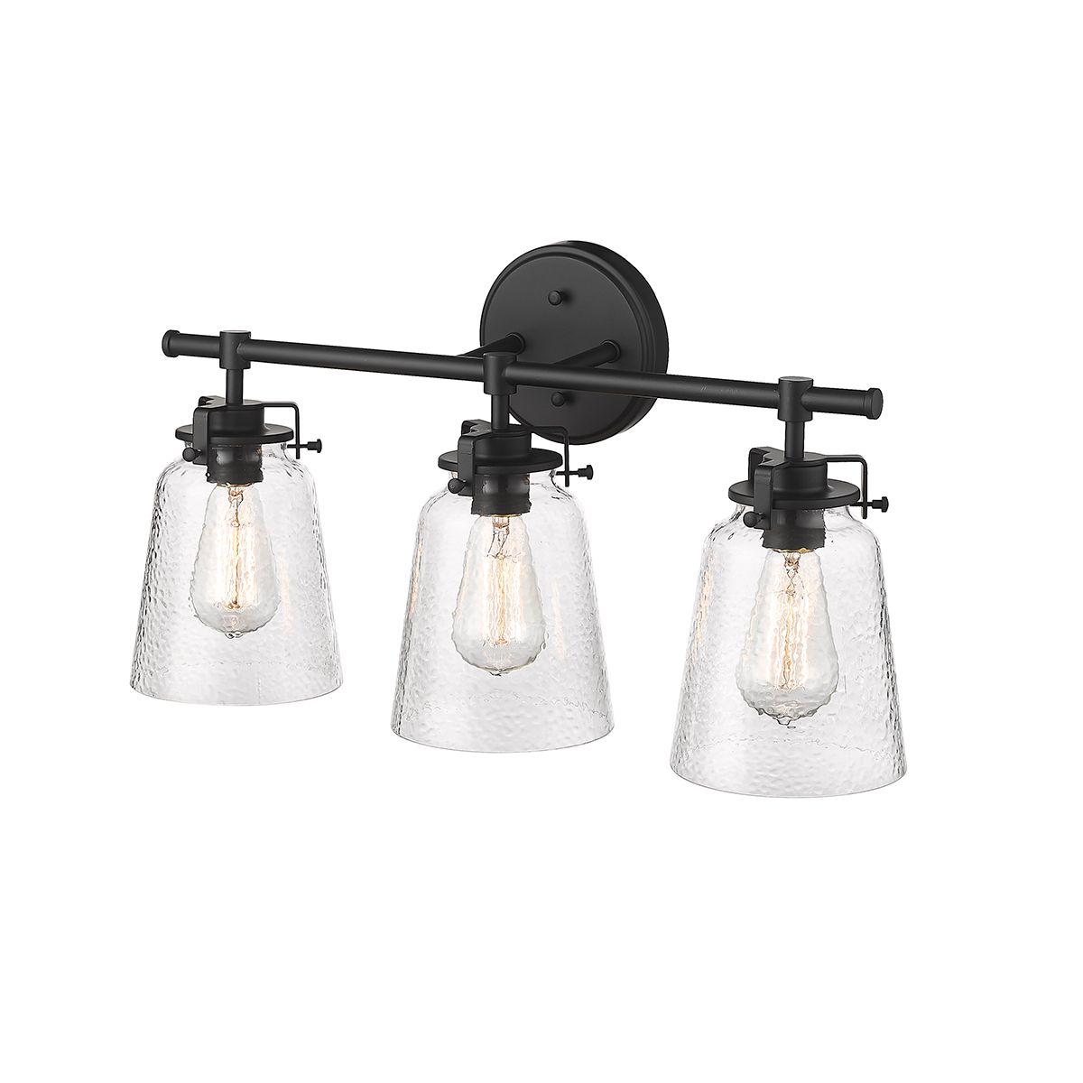 Image 3 Millennium Amberose 3-Light 22.9" Matte Black Vanity Light with Glass Shade more views