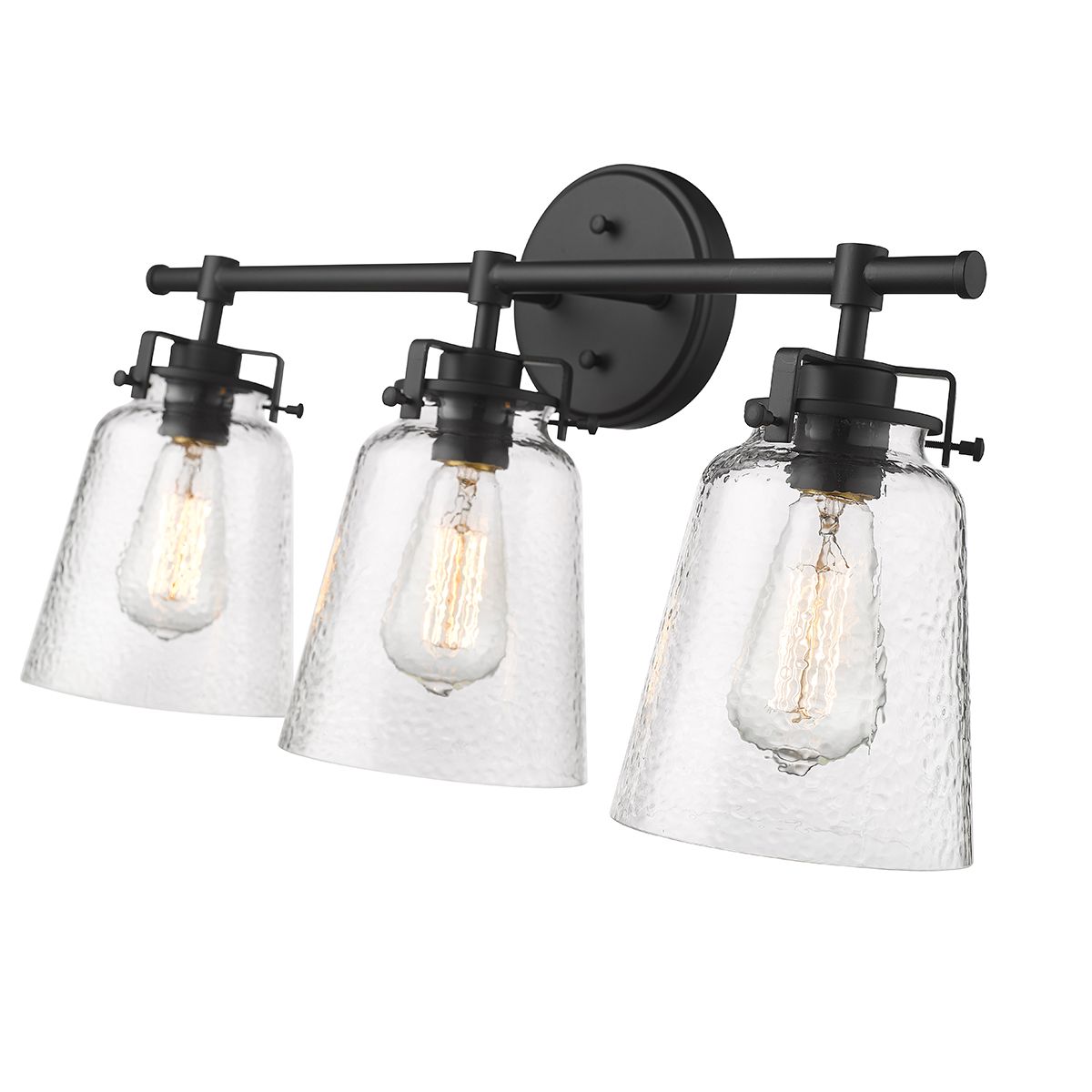 Image 4 Millennium Amberose 3-Light 22.9" Matte Black Vanity Light with Glass Shade more views