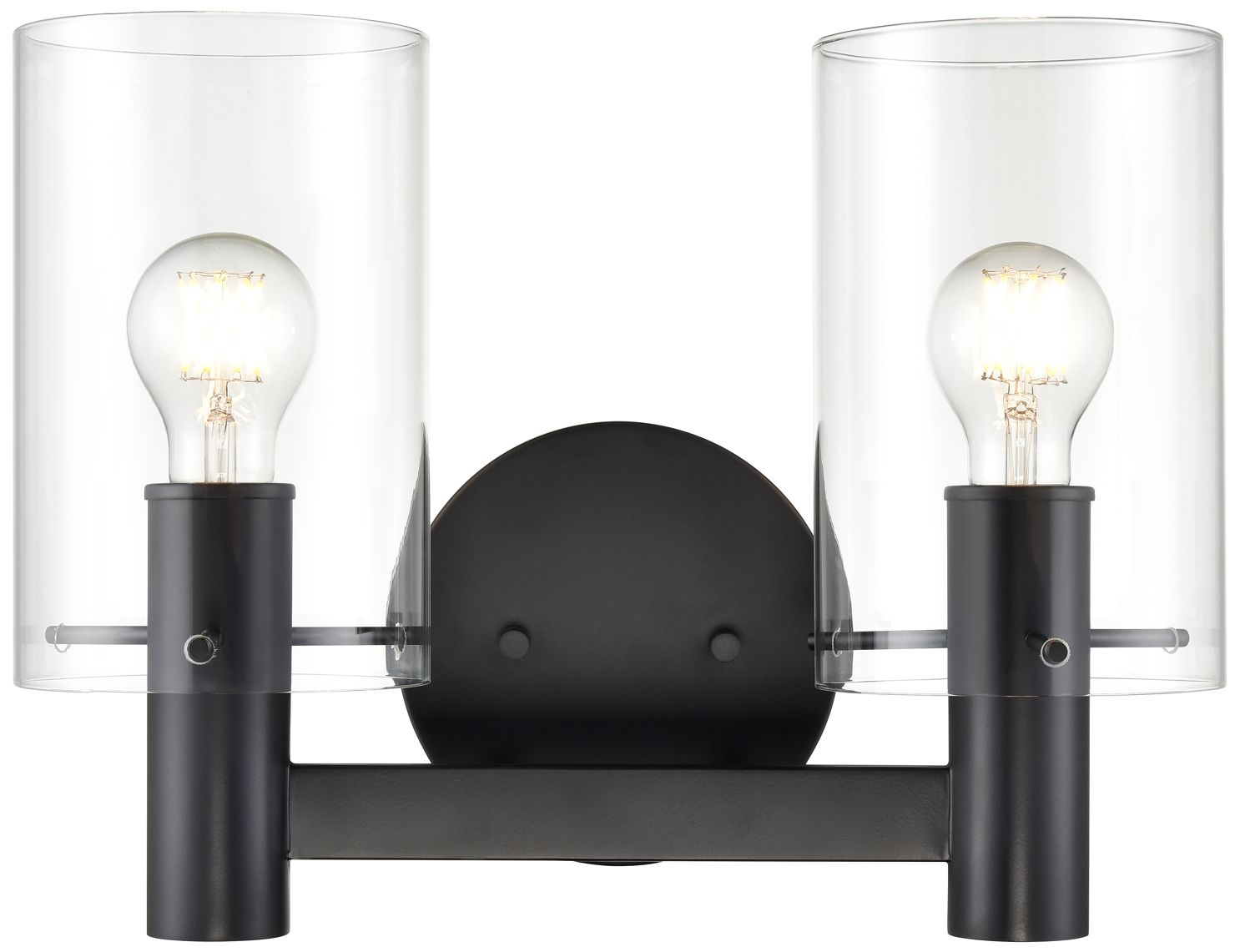 Millennium Apolla 2-Light 15" Matte Black Vanity Light with Glass Shade