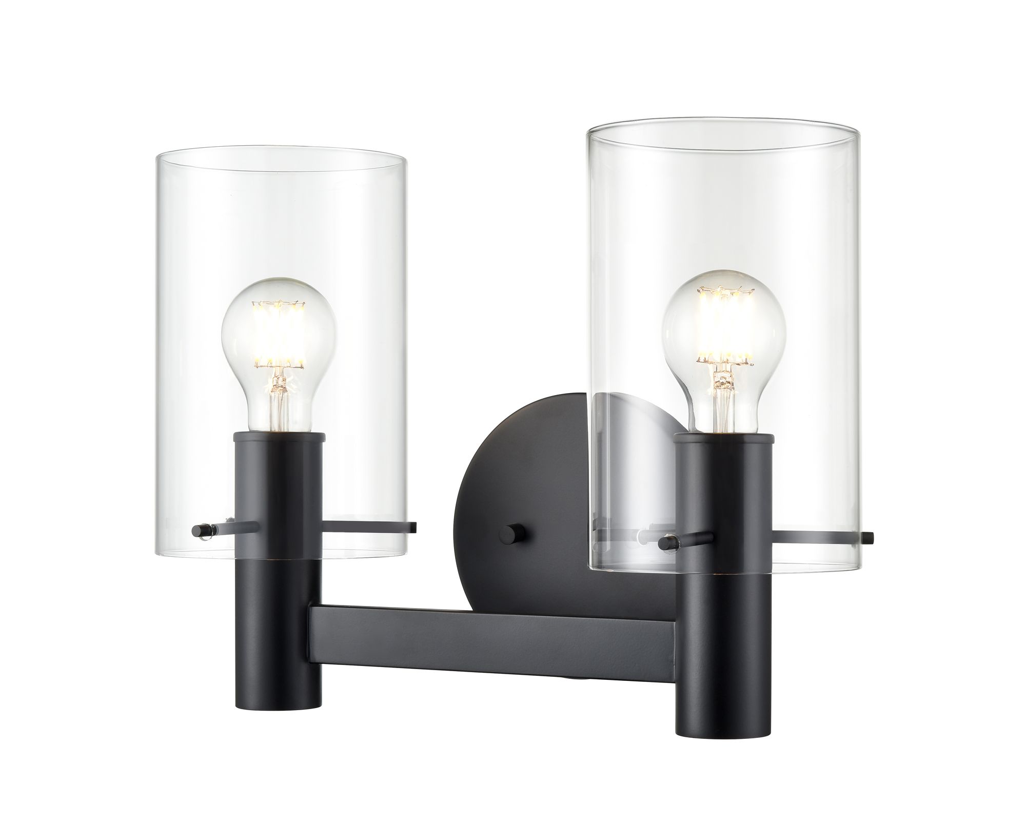 Image 3 Millennium Apolla 2-Light 15" Matte Black Vanity Light with Glass Shade more views