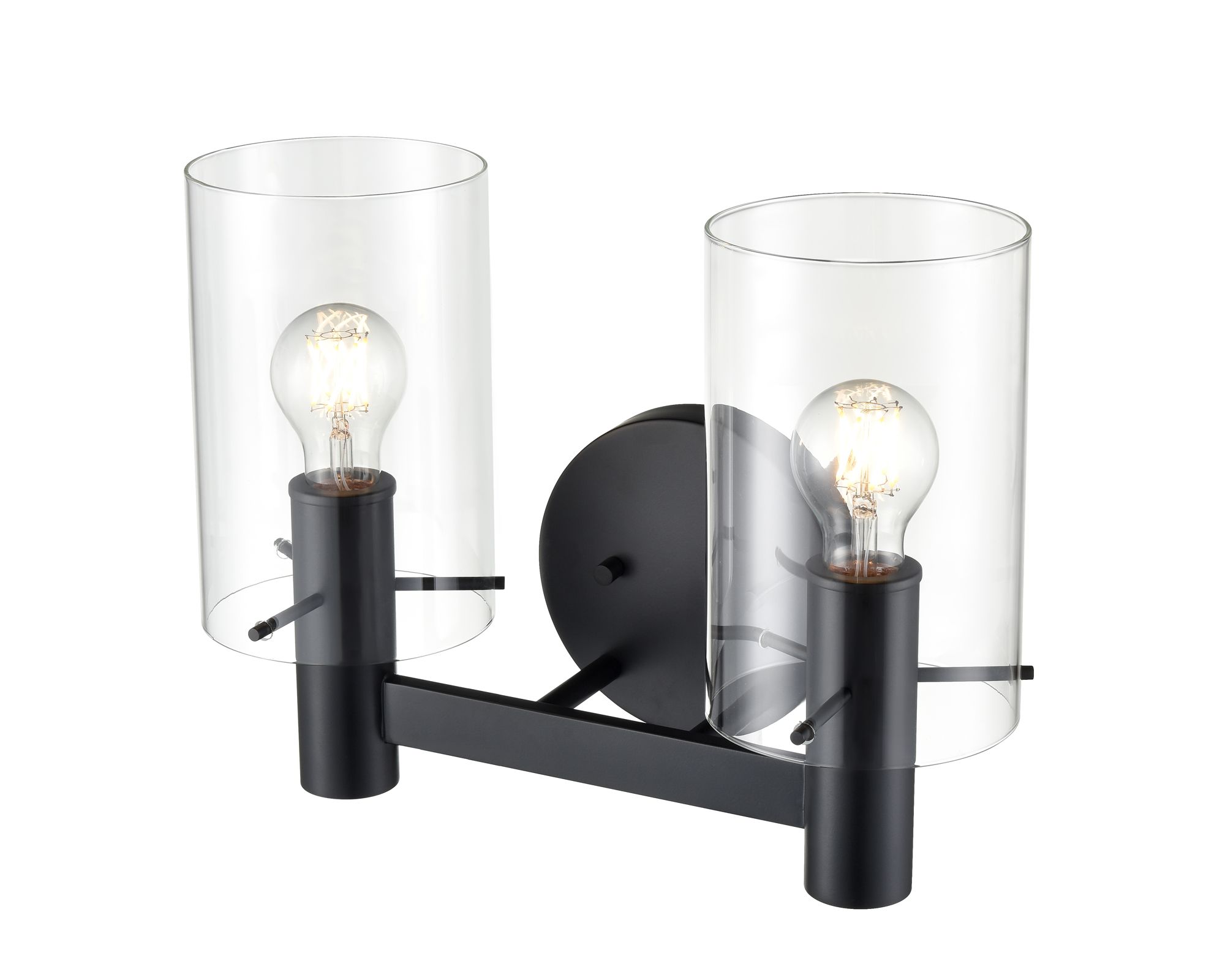 Image 4 Millennium Apolla 2-Light 15" Matte Black Vanity Light with Glass Shade more views