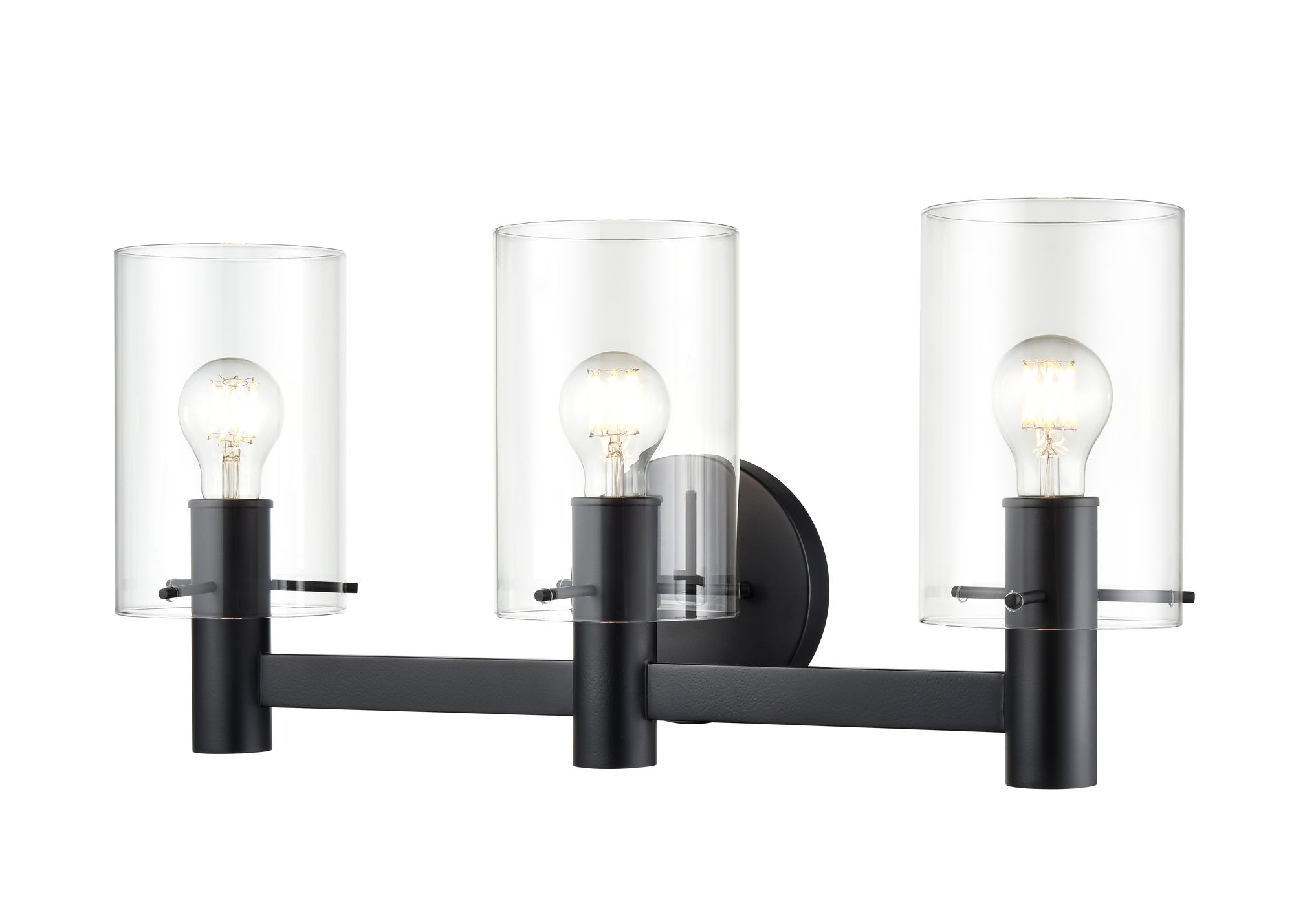 Image 3 Millennium Apolla 3-Light 24" Matte Black Vanity Light with Glass Shade more views