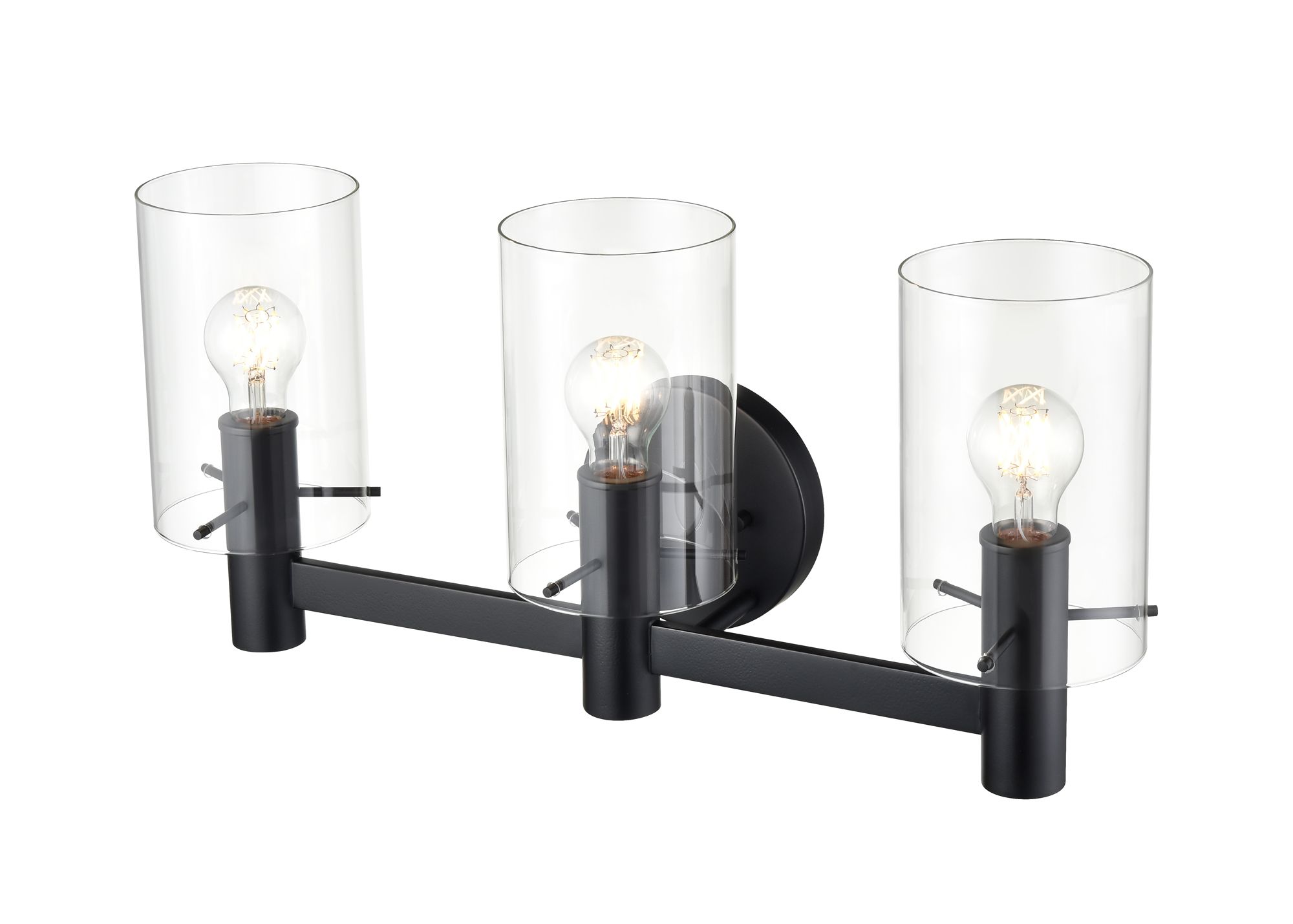 Image 4 Millennium Apolla 3-Light 24" Matte Black Vanity Light with Glass Shade more views
