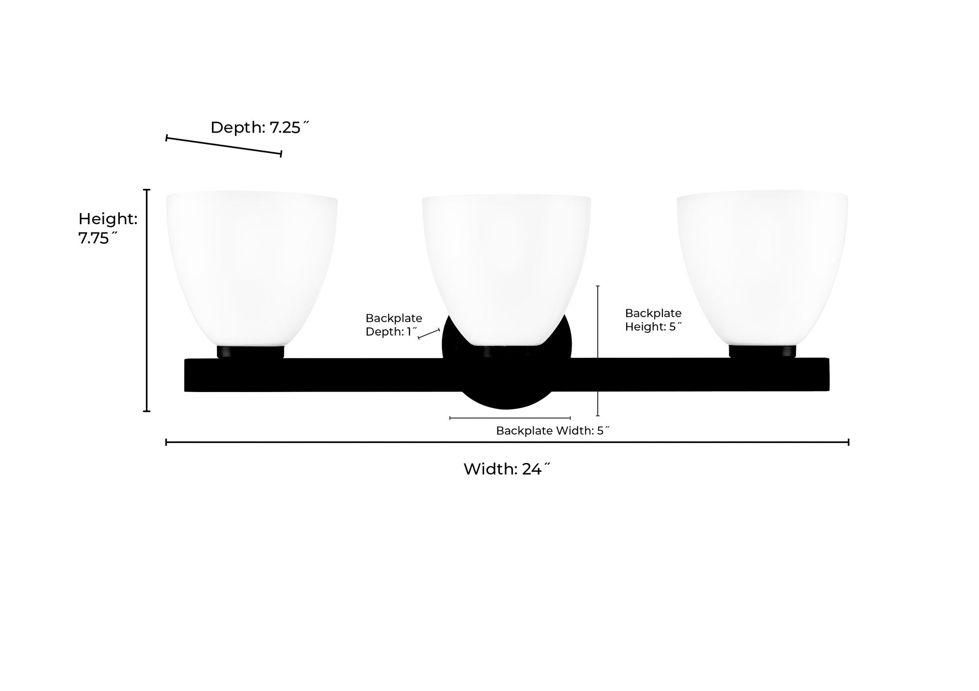 Millennium Apria 3-Light 24" Modern Gold Vanity Light with Glass Shade