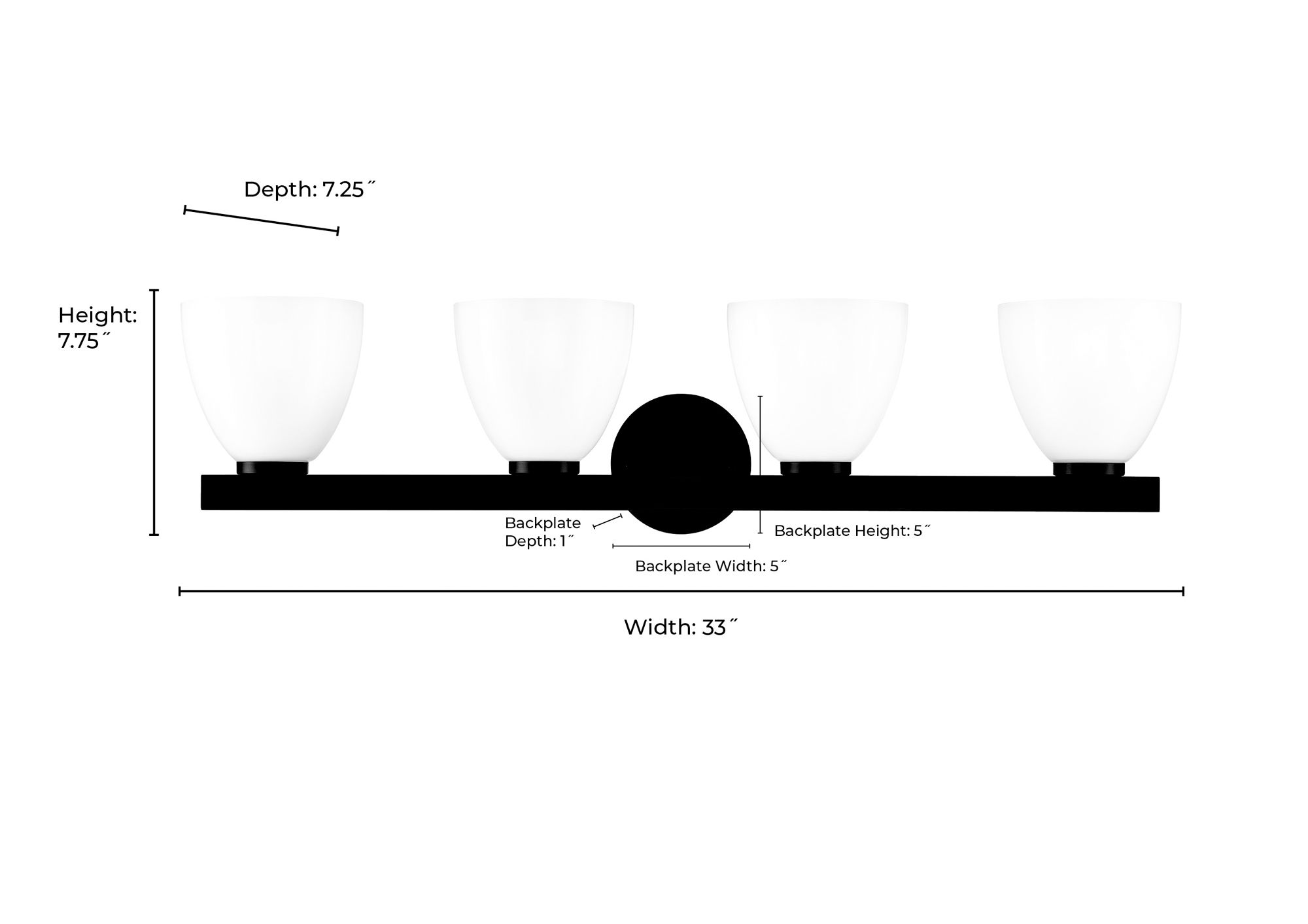 Millennium Apria 4-Light 33" Modern Gold Vanity Light with Glass Shade