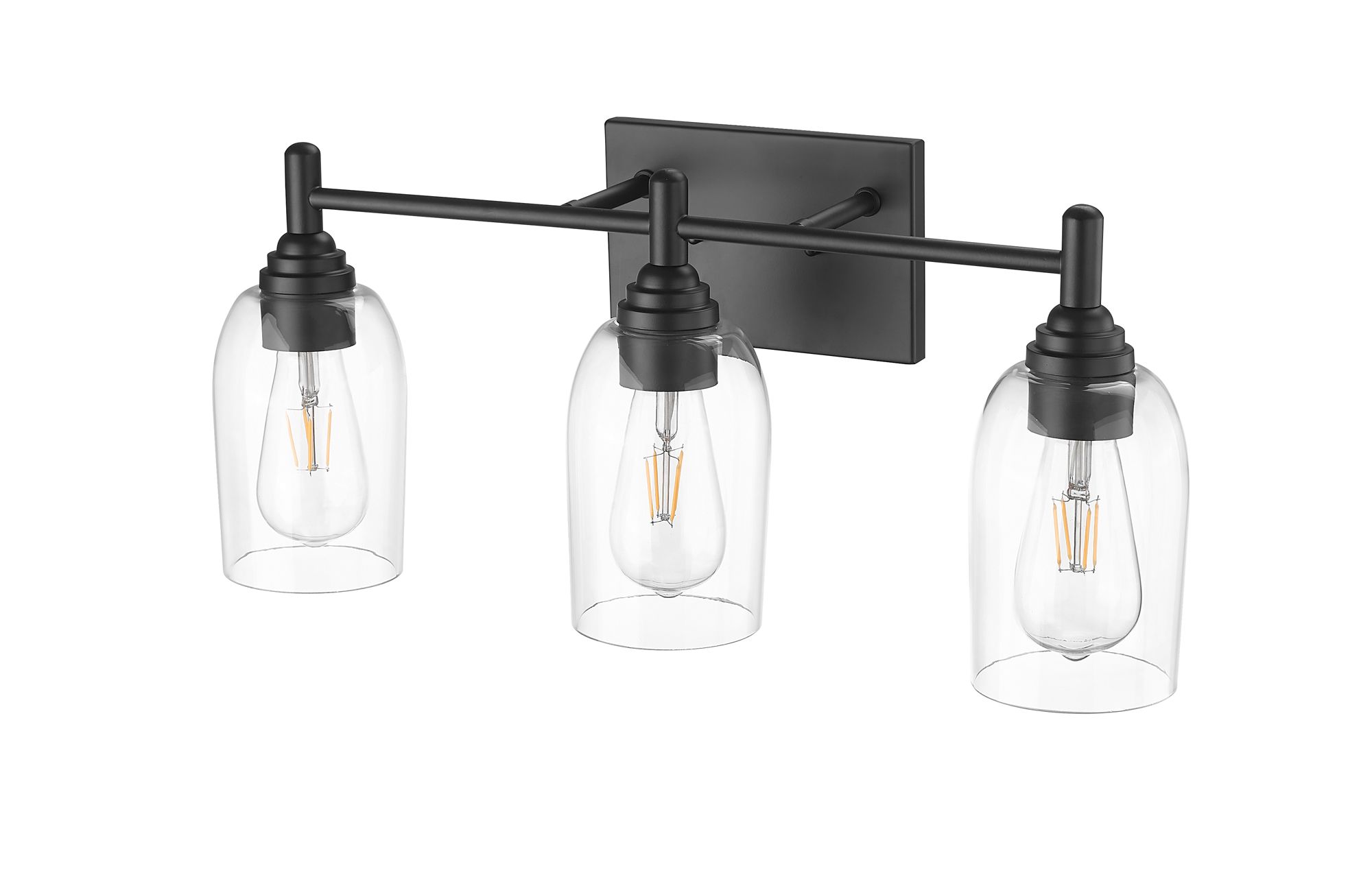 Image 2 Millennium Arlett 3-Light 22" Matte Black Vanity Light with Glass Shade more views