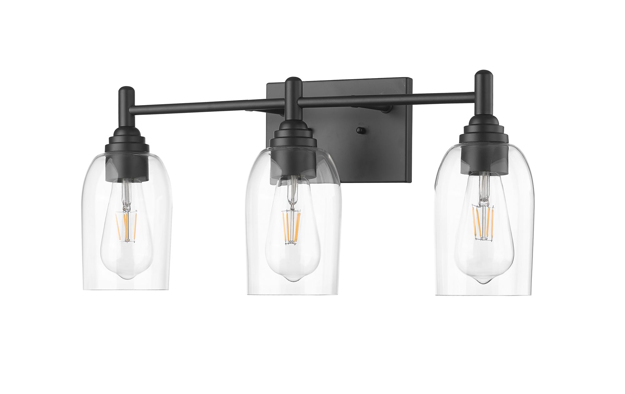 Image 3 Millennium Arlett 3-Light 22" Matte Black Vanity Light with Glass Shade more views