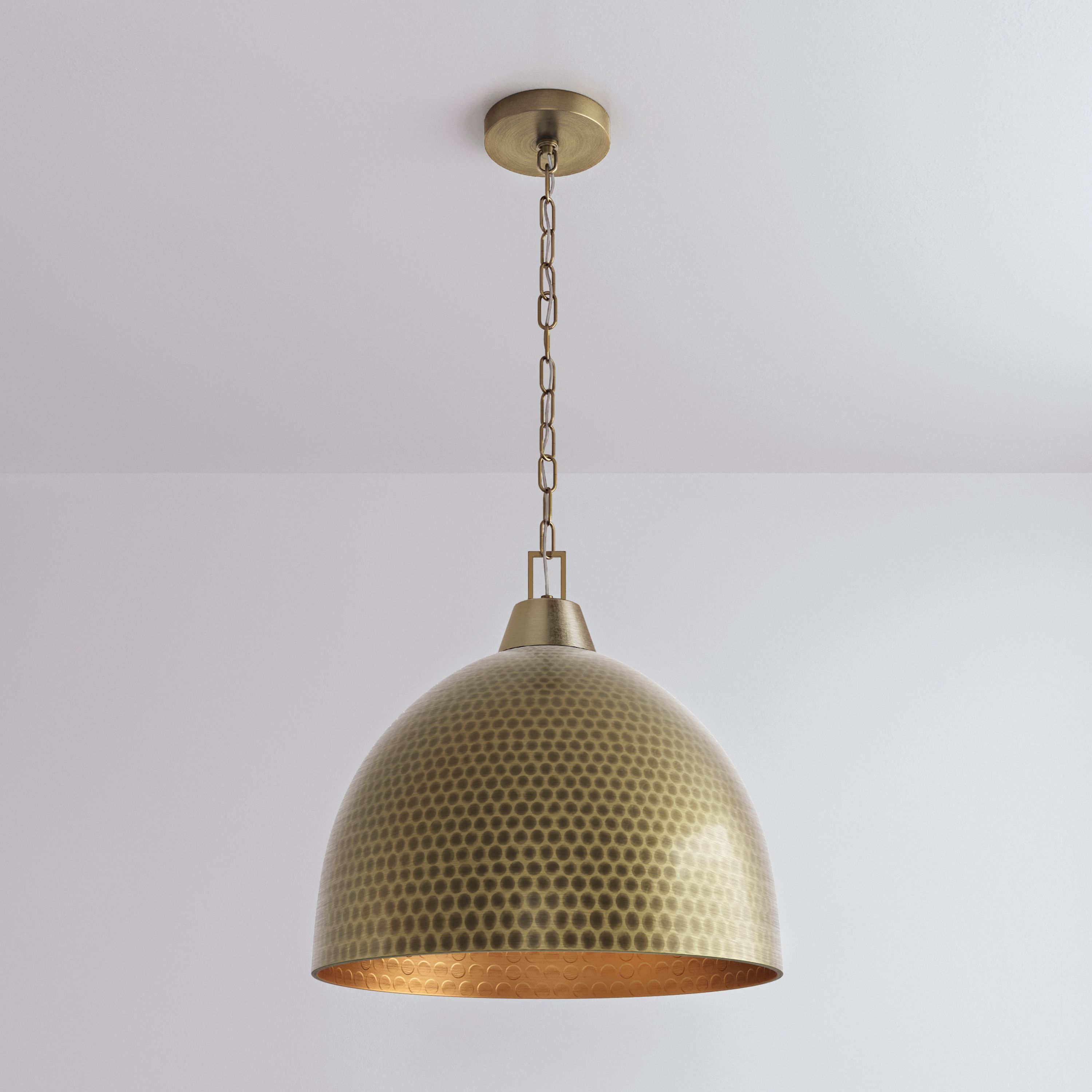 Image 7 Millennium Arrco 3-Light 18" Aged Brass Pendant with Aluminum Shade more views