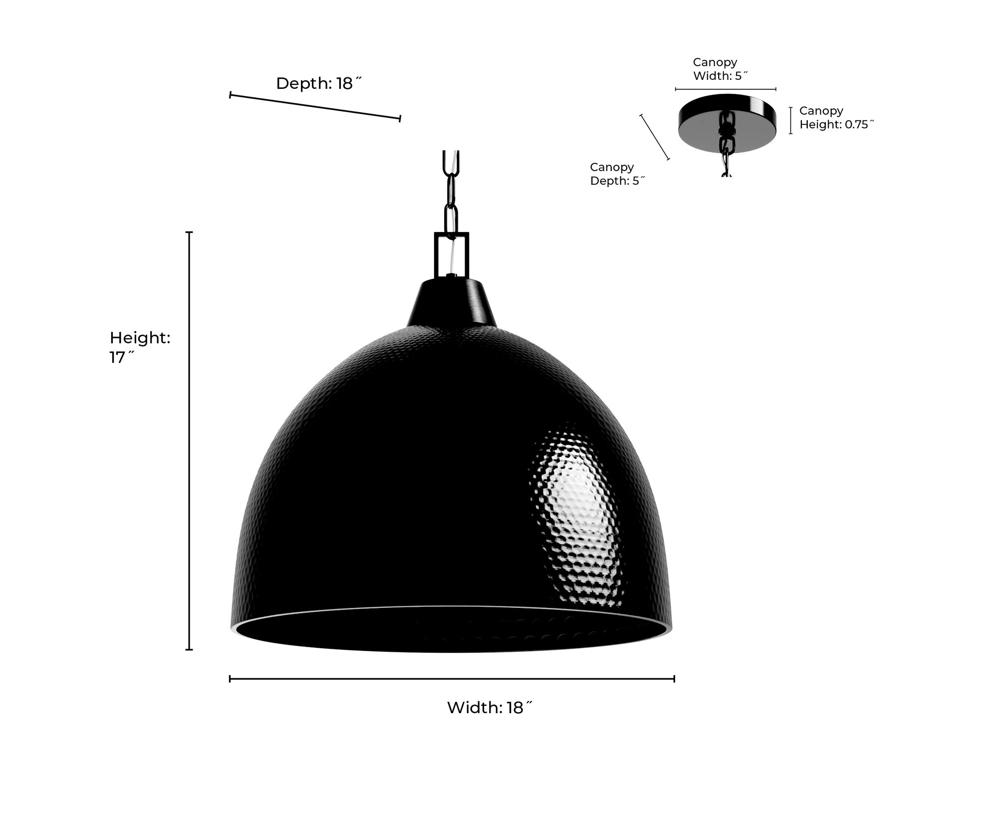 Image 4 Millennium Arrco 3-Light 18" Black Stainless Steel Pendant with Shade more views