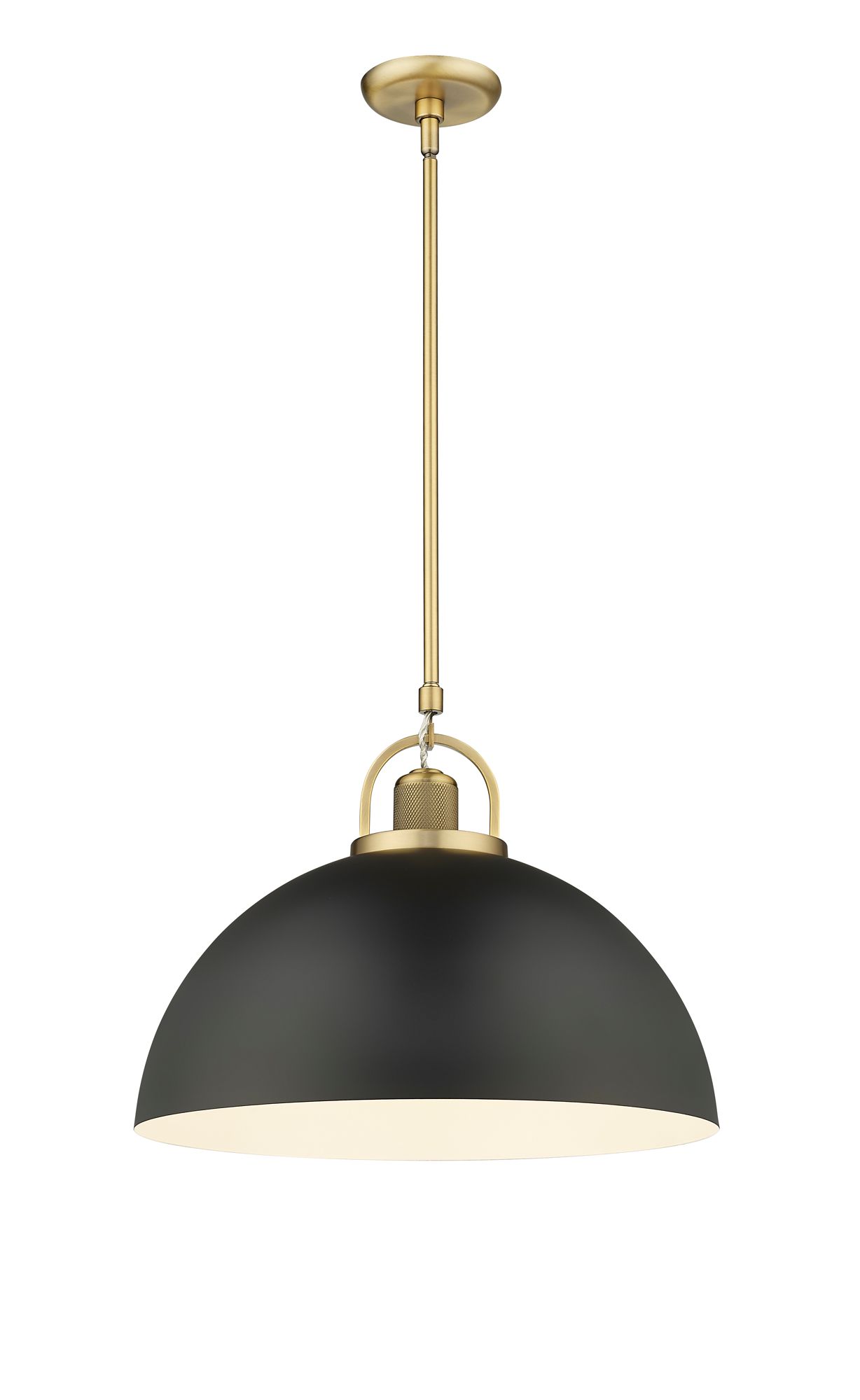 Image 3 Millennium Artistan 1-Light 17.75" Vintage Brass/Matte Black Pendant more views