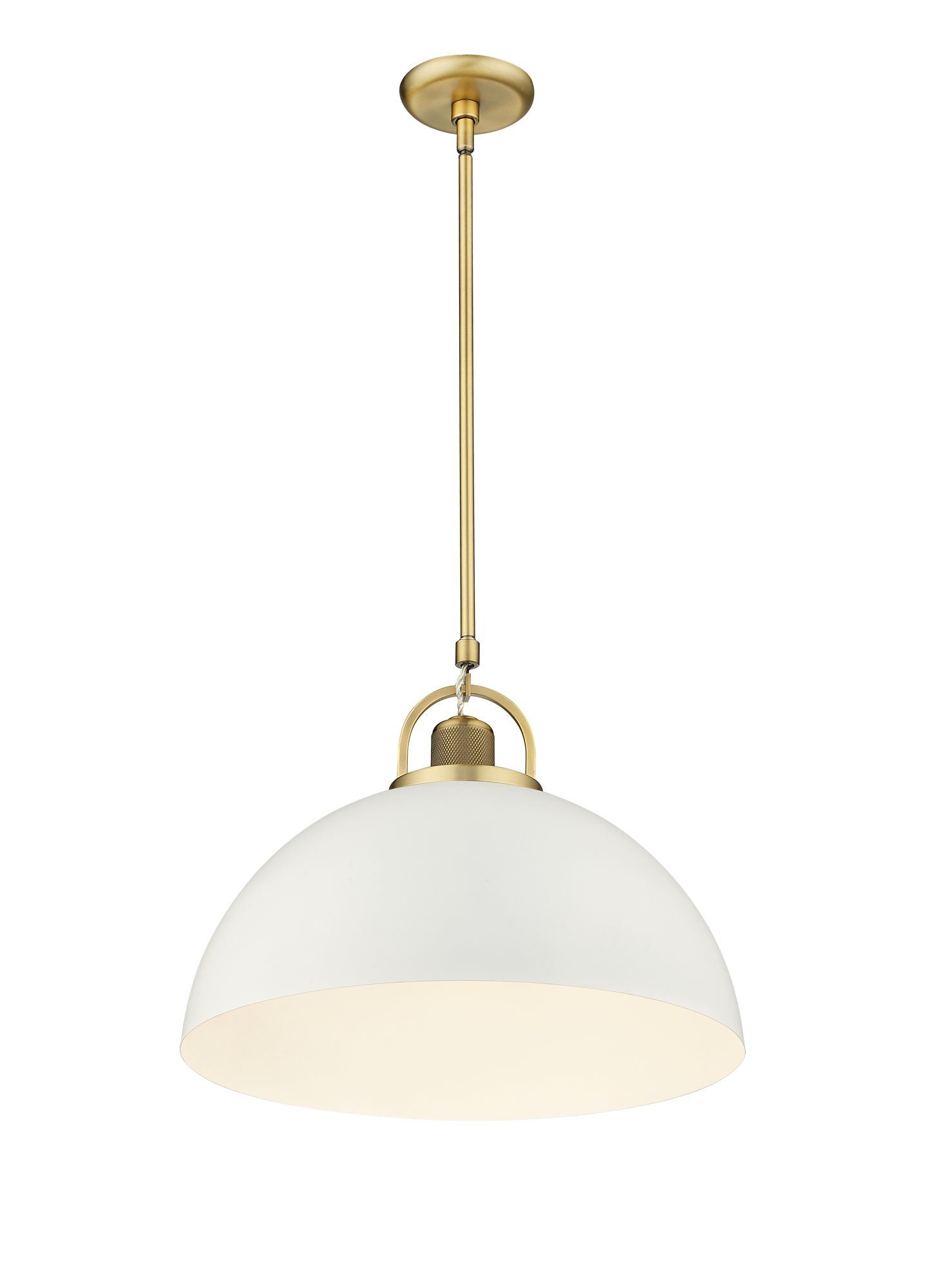 Image 2 Millennium Artistan 1-Light 17.75" Vintage Brass/Matte White Pendant more views