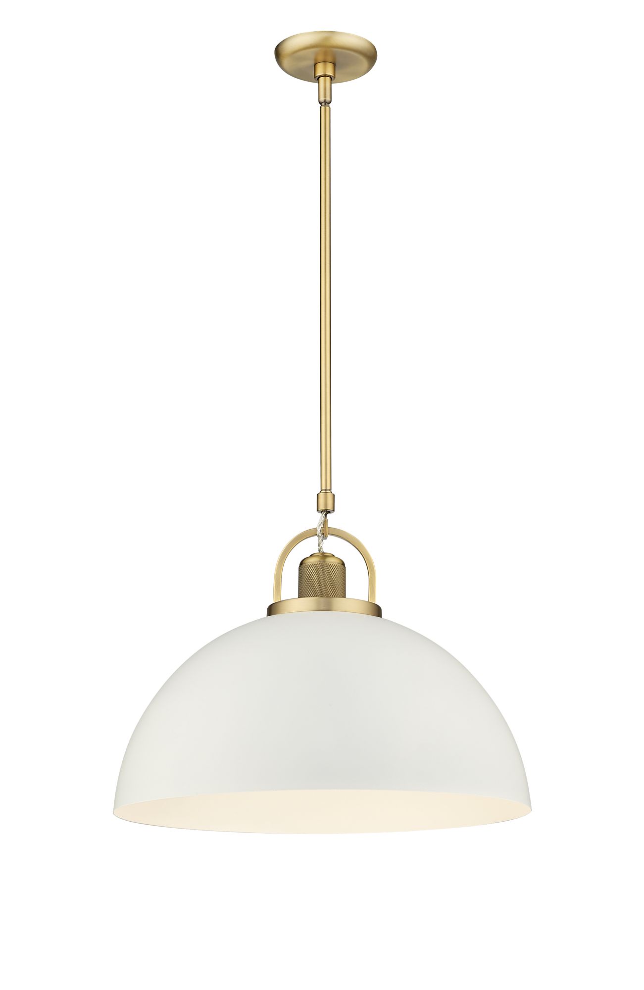 Image 3 Millennium Artistan 1-Light 17.75" Vintage Brass/Matte White Pendant more views