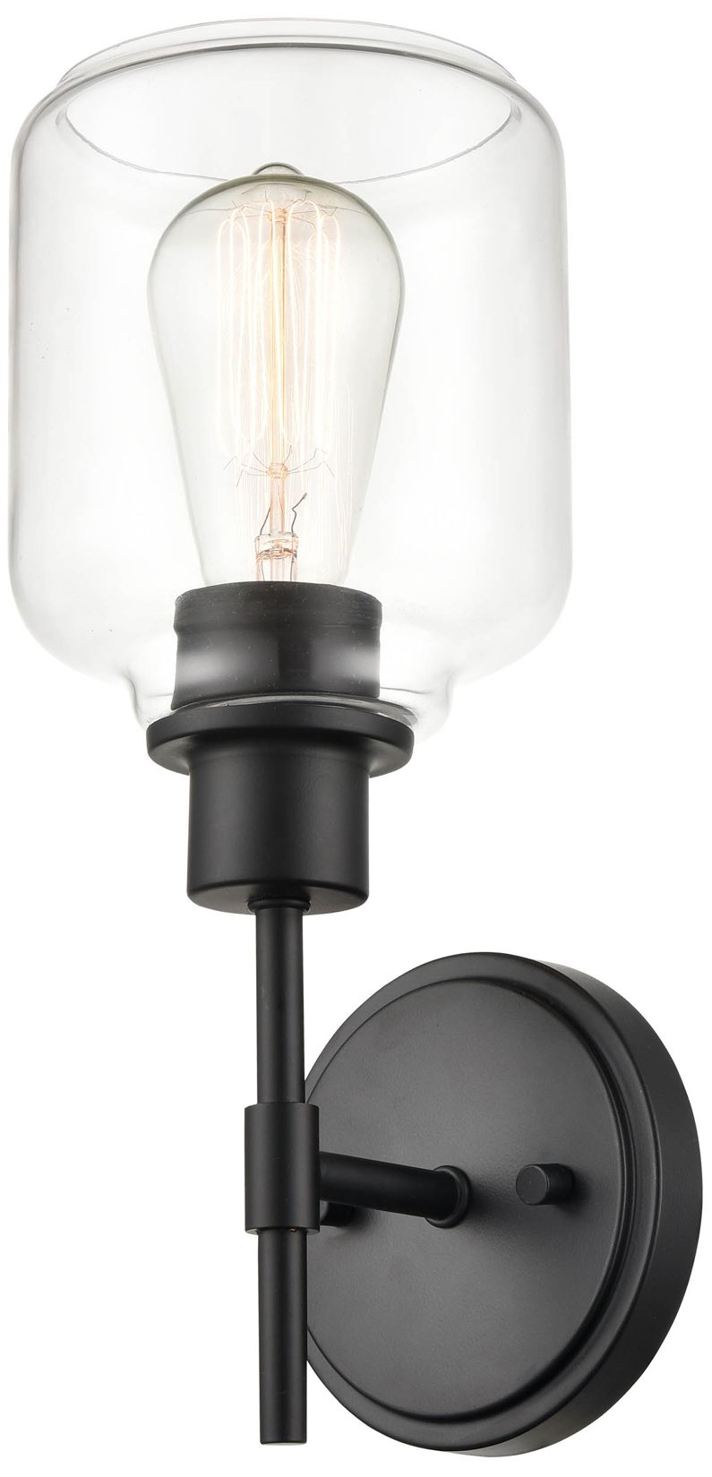 Image 2 Millennium Asheville 1-Light 5.5" Matte Black Wall Sconce with Glass Shade more views