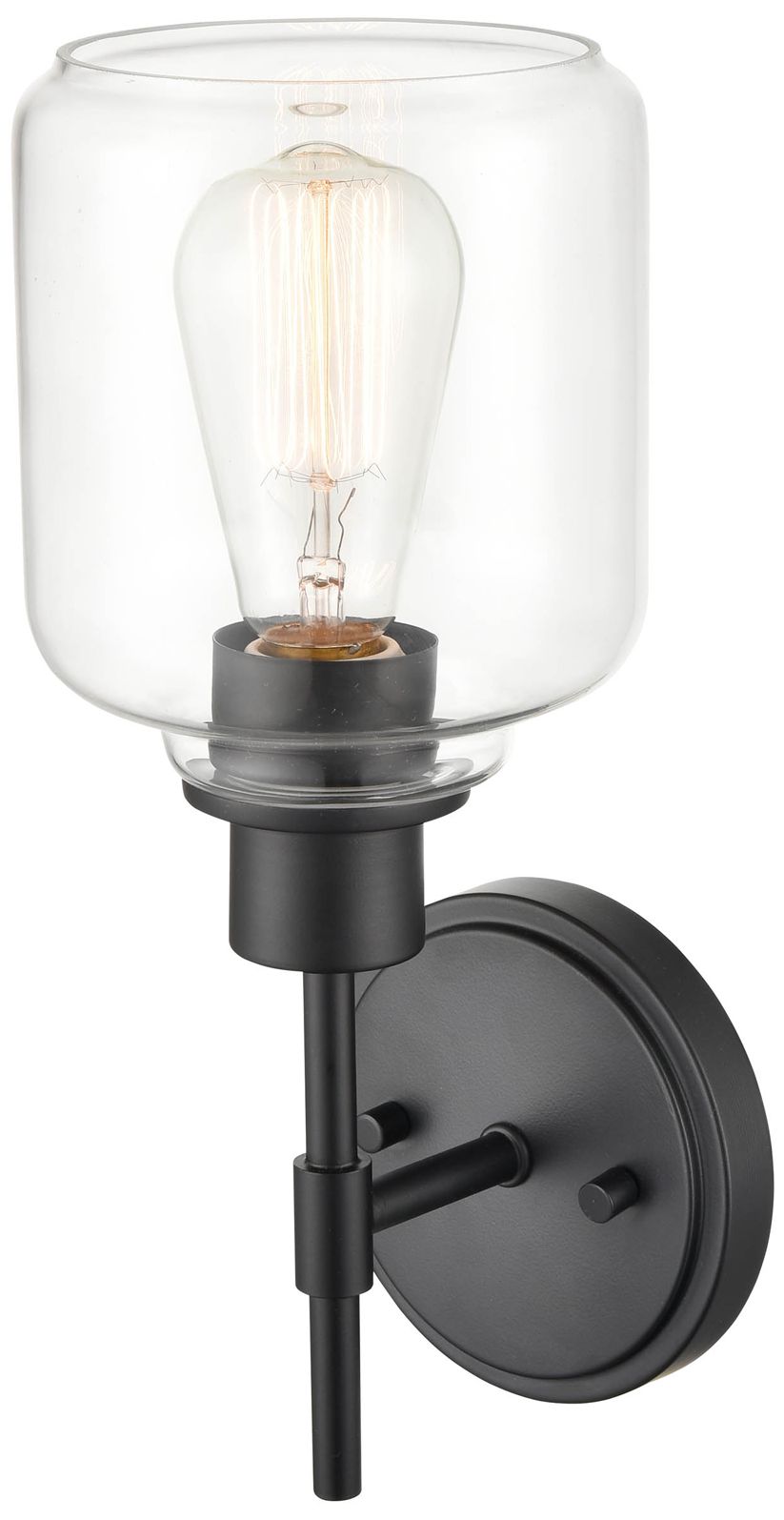 Image 3 Millennium Asheville 1-Light 5.5" Matte Black Wall Sconce with Glass Shade more views