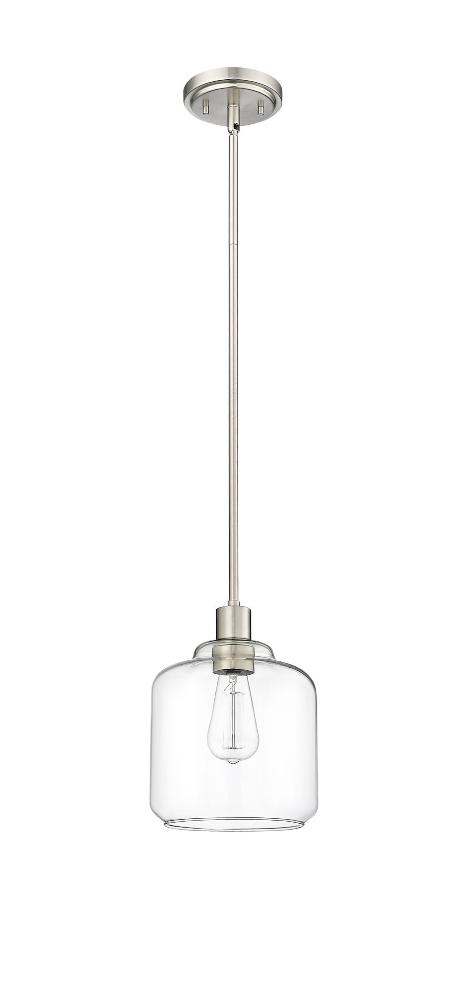 Image 2 Millennium Asheville 1-Light 8" Brushed Nickel Mini Pendant with Shade more views