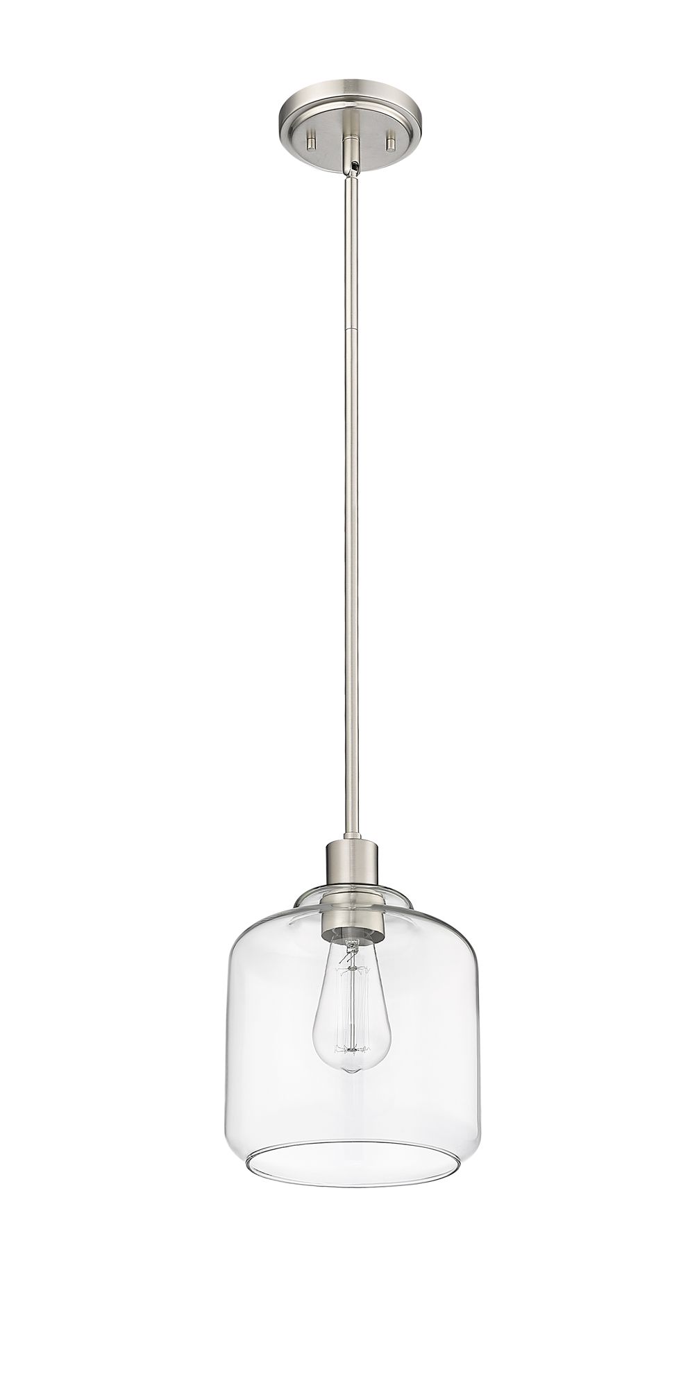 Image 3 Millennium Asheville 1-Light 8" Brushed Nickel Mini Pendant with Shade more views