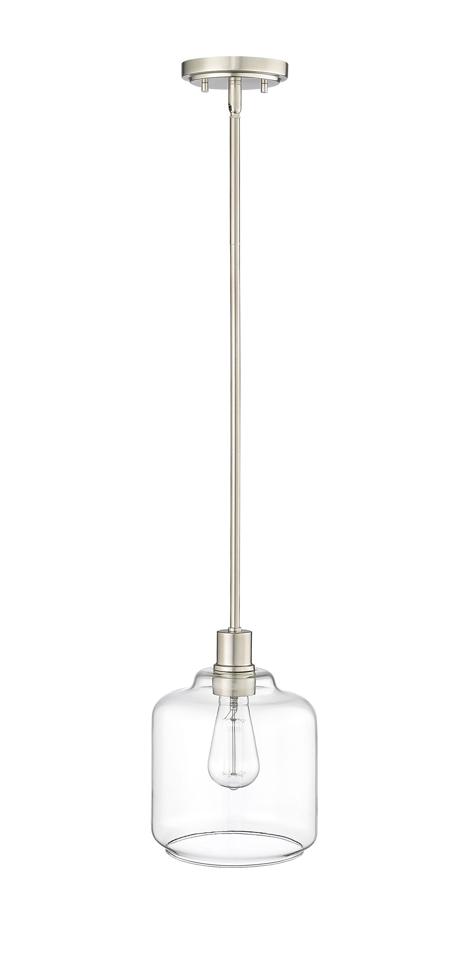 Image 4 Millennium Asheville 1-Light 8" Brushed Nickel Mini Pendant with Shade more views