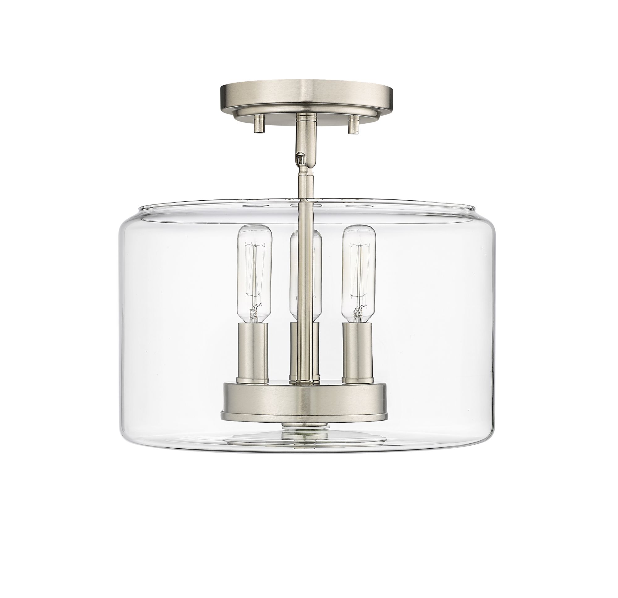 Image 2 Millennium Asheville 3-Light 11" Brushed Nickel Semi-Flush with Glass  more views