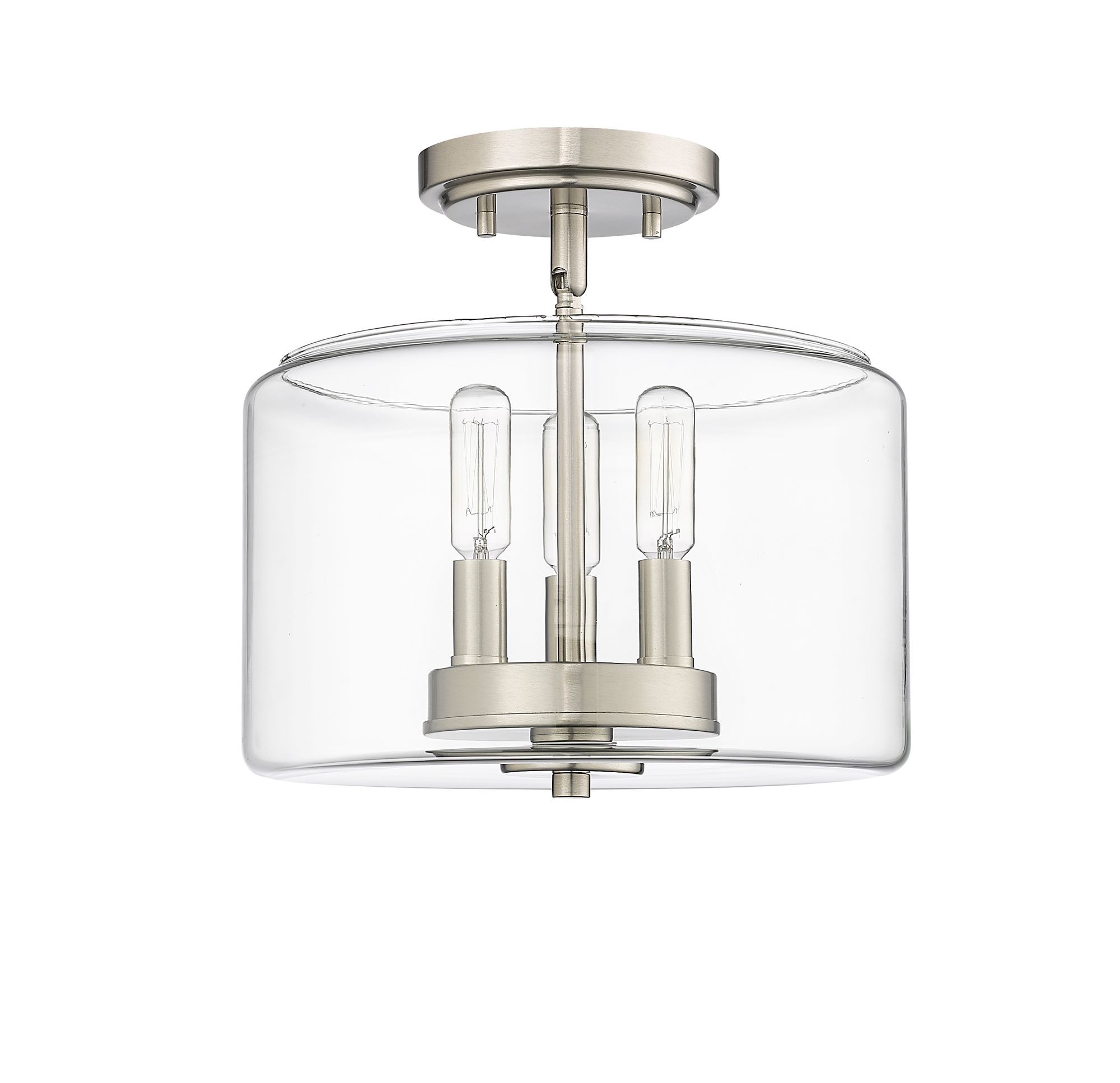 Image 3 Millennium Asheville 3-Light 11" Brushed Nickel Semi-Flush with Glass  more views