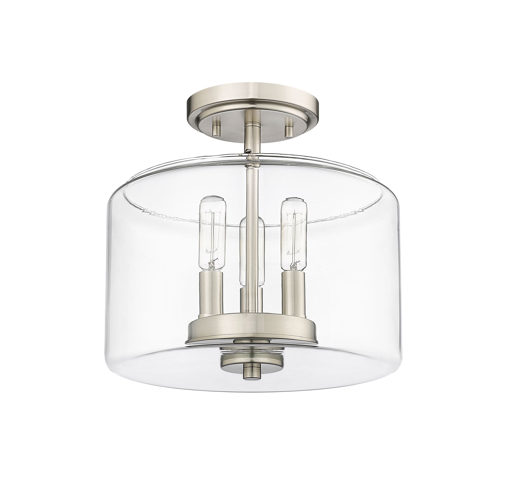 Image 4 Millennium Asheville 3-Light 11" Brushed Nickel Semi-Flush with Glass  more views